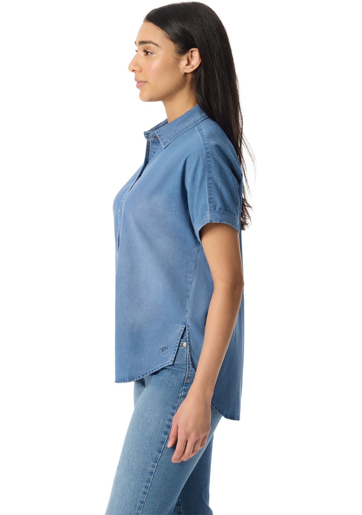 Womens Daisy Woven Button Down Shirt 