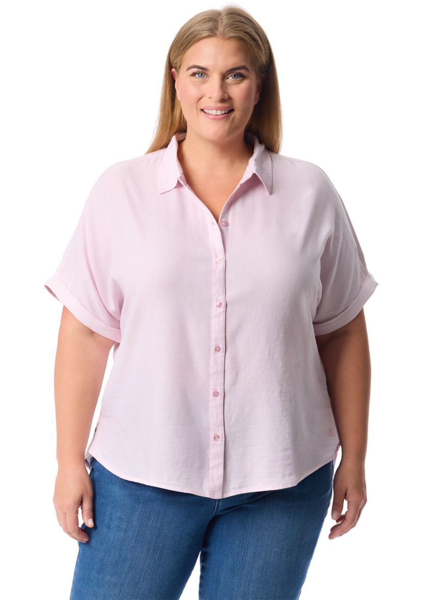 Plus Size Short Sleeve Daisy Woven Shirt 