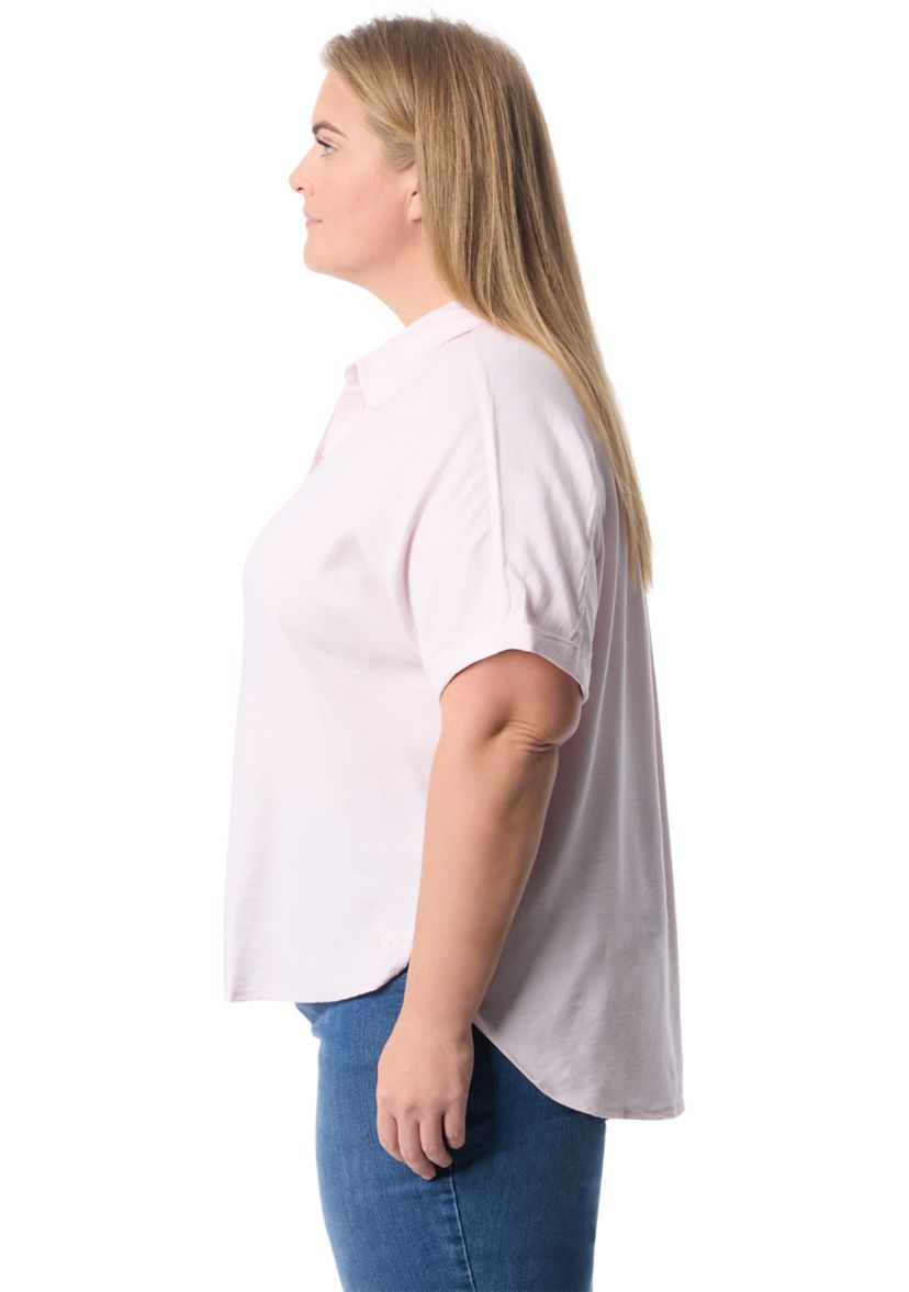 Plus Size Short Sleeve Daisy Woven Shirt 