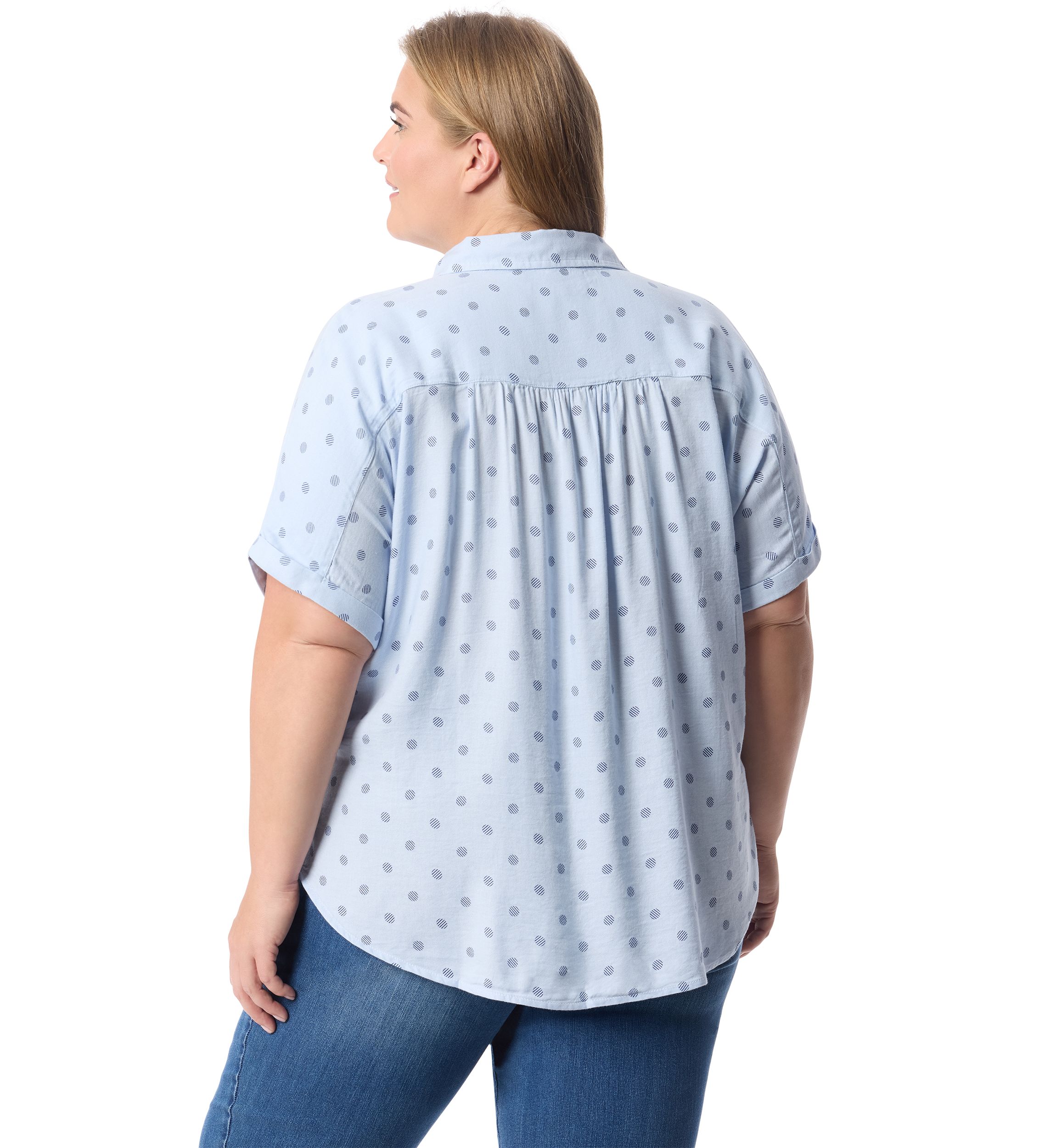 Plus Size Short Sleeve Woven Shirt