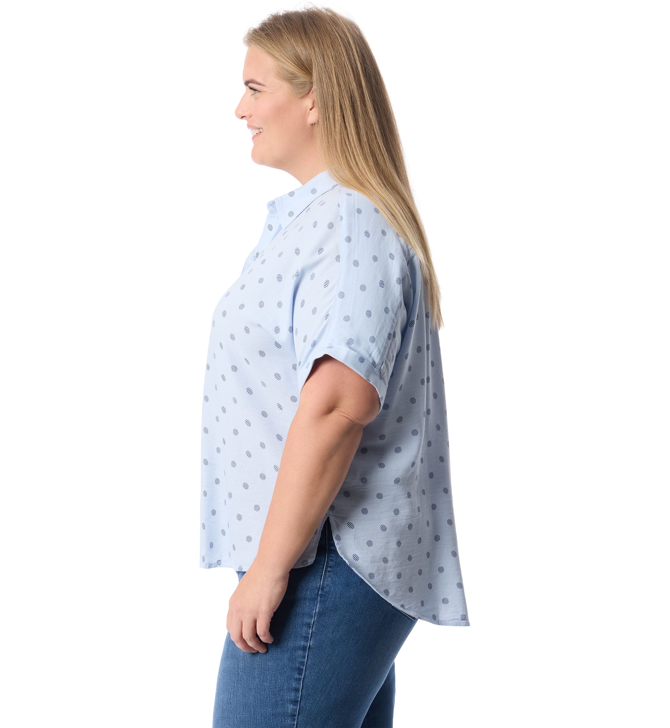 Plus Size Short Sleeve Woven Shirt