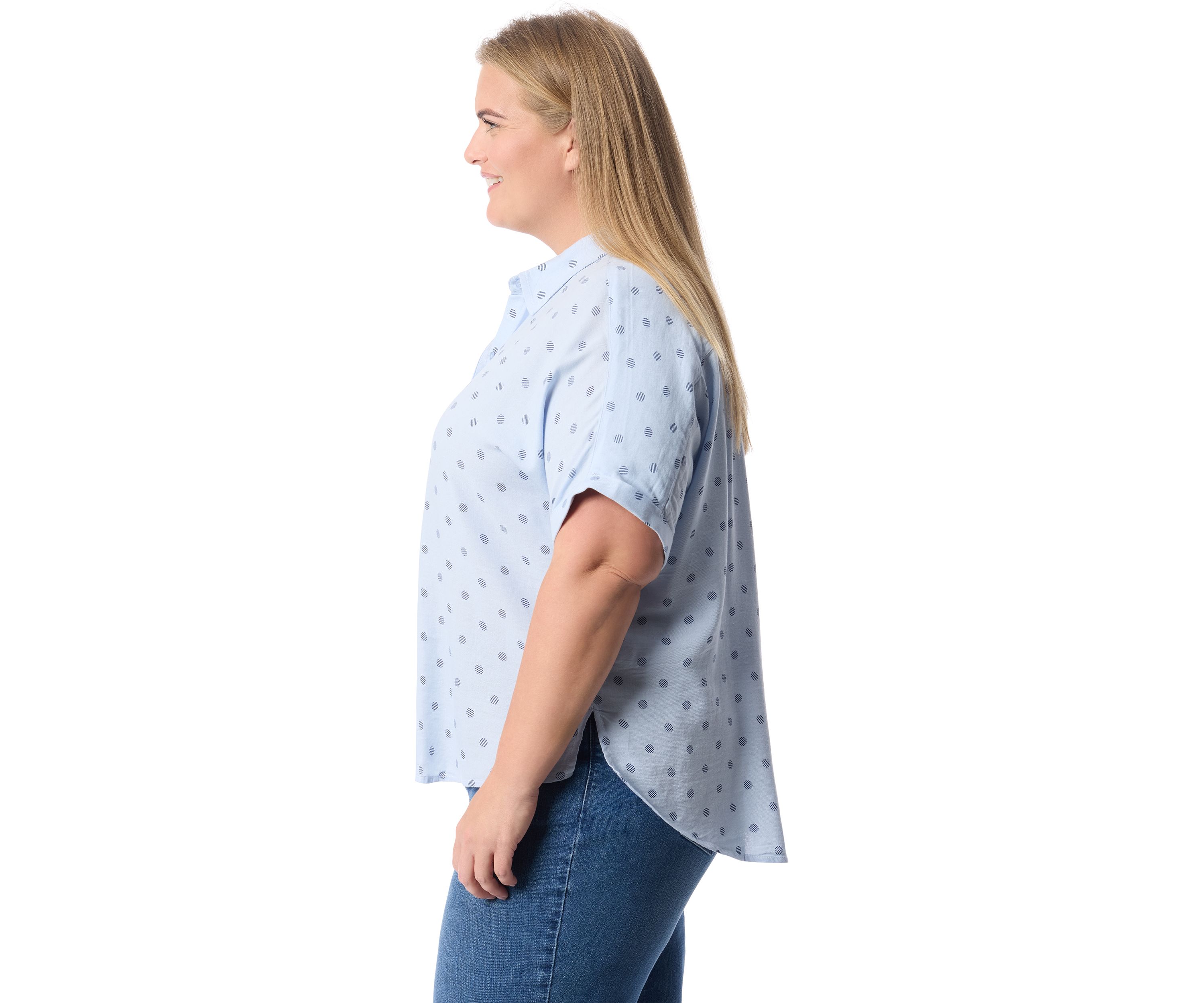 Plus Size Short Sleeve Woven Shirt