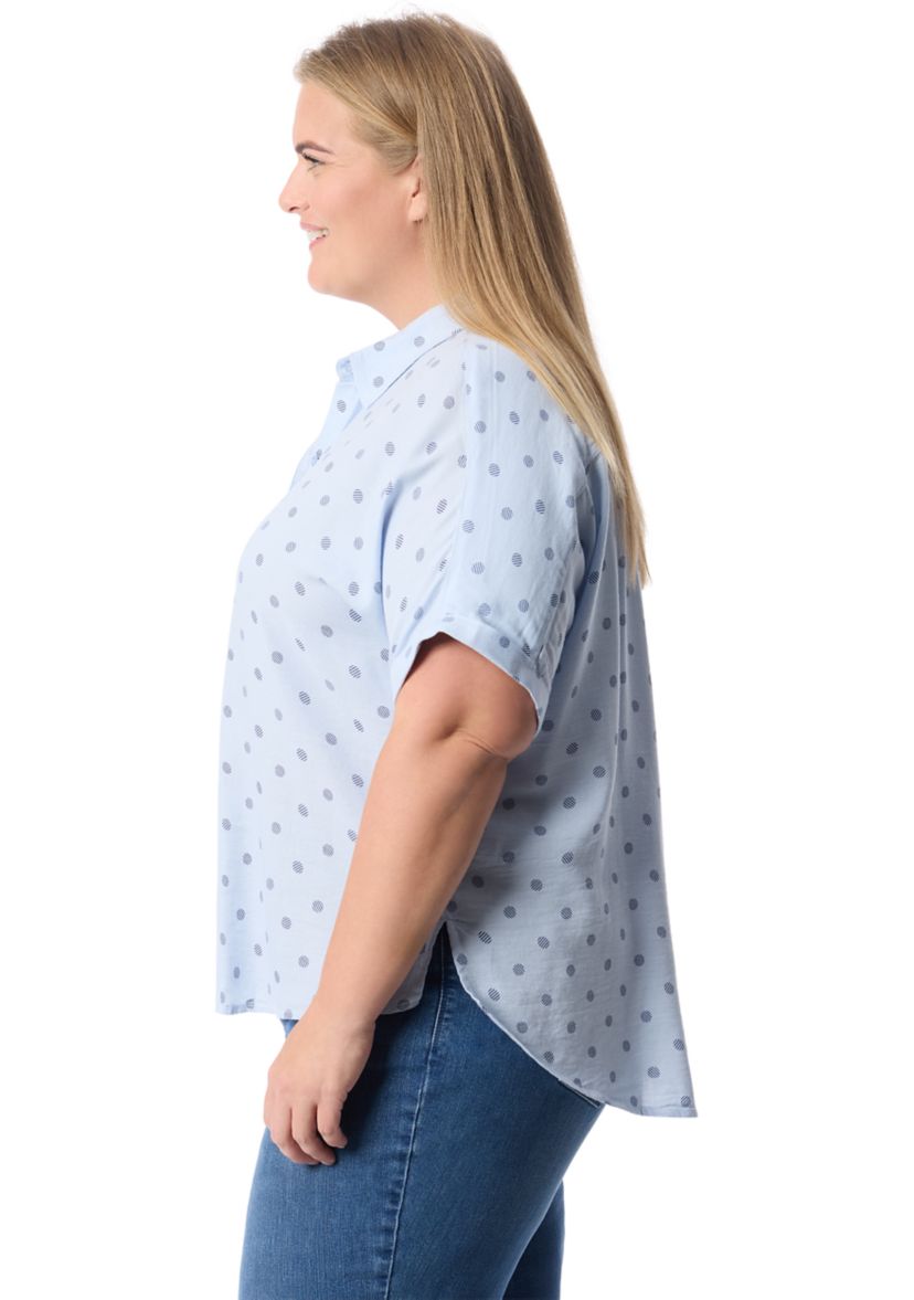 Plus Size Short Sleeve Woven Shirt