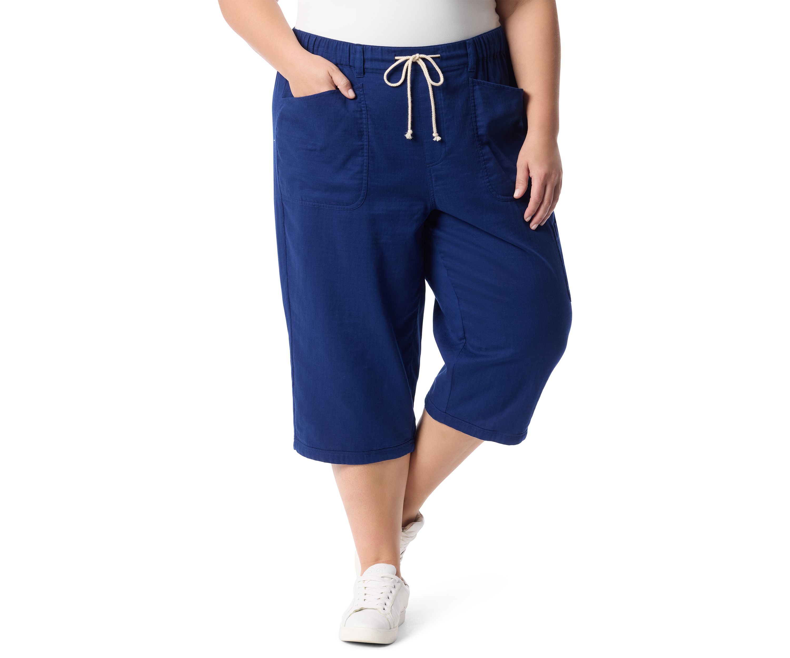 Plus Size Soft Dobby Taper Skimmer Pants