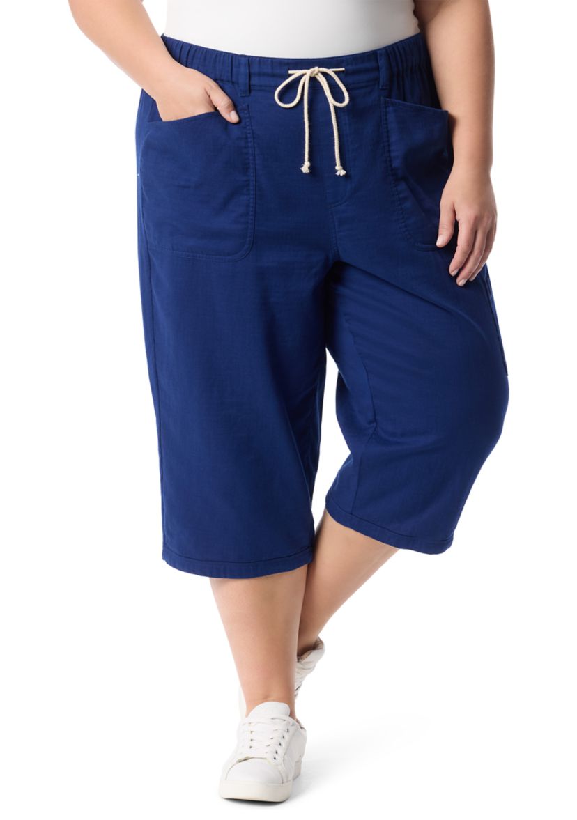 Plus Size Soft Dobby Taper Skimmer Pants