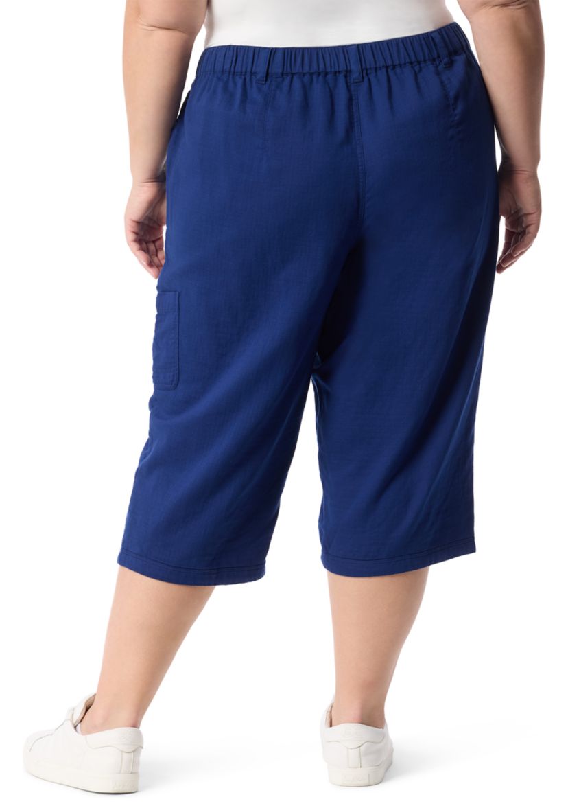 Plus Size Soft Dobby Taper Skimmer Pants