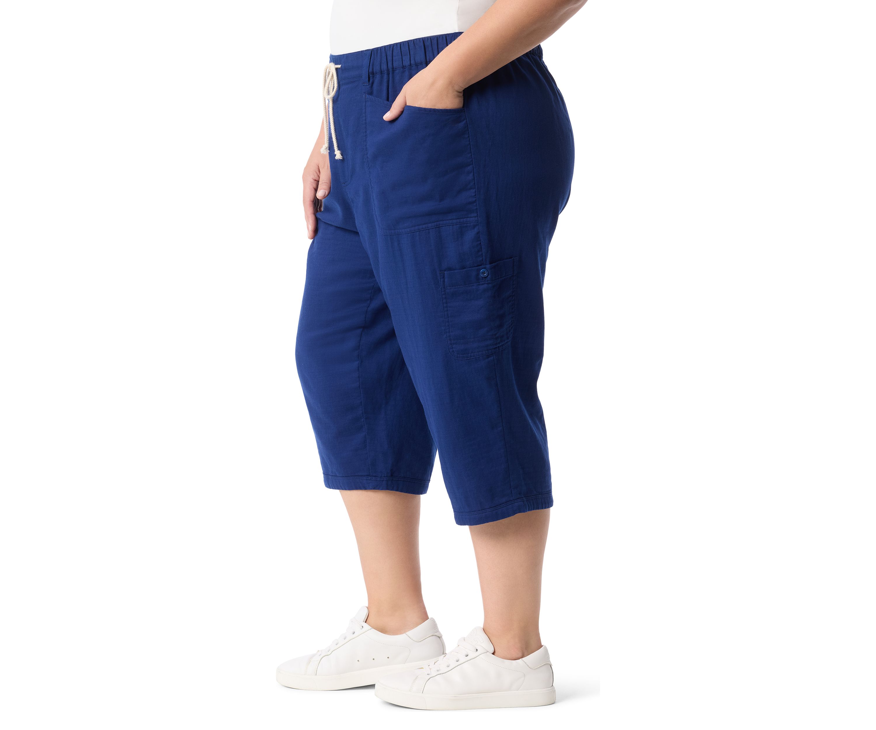 Plus Size Soft Dobby Taper Skimmer Pants
