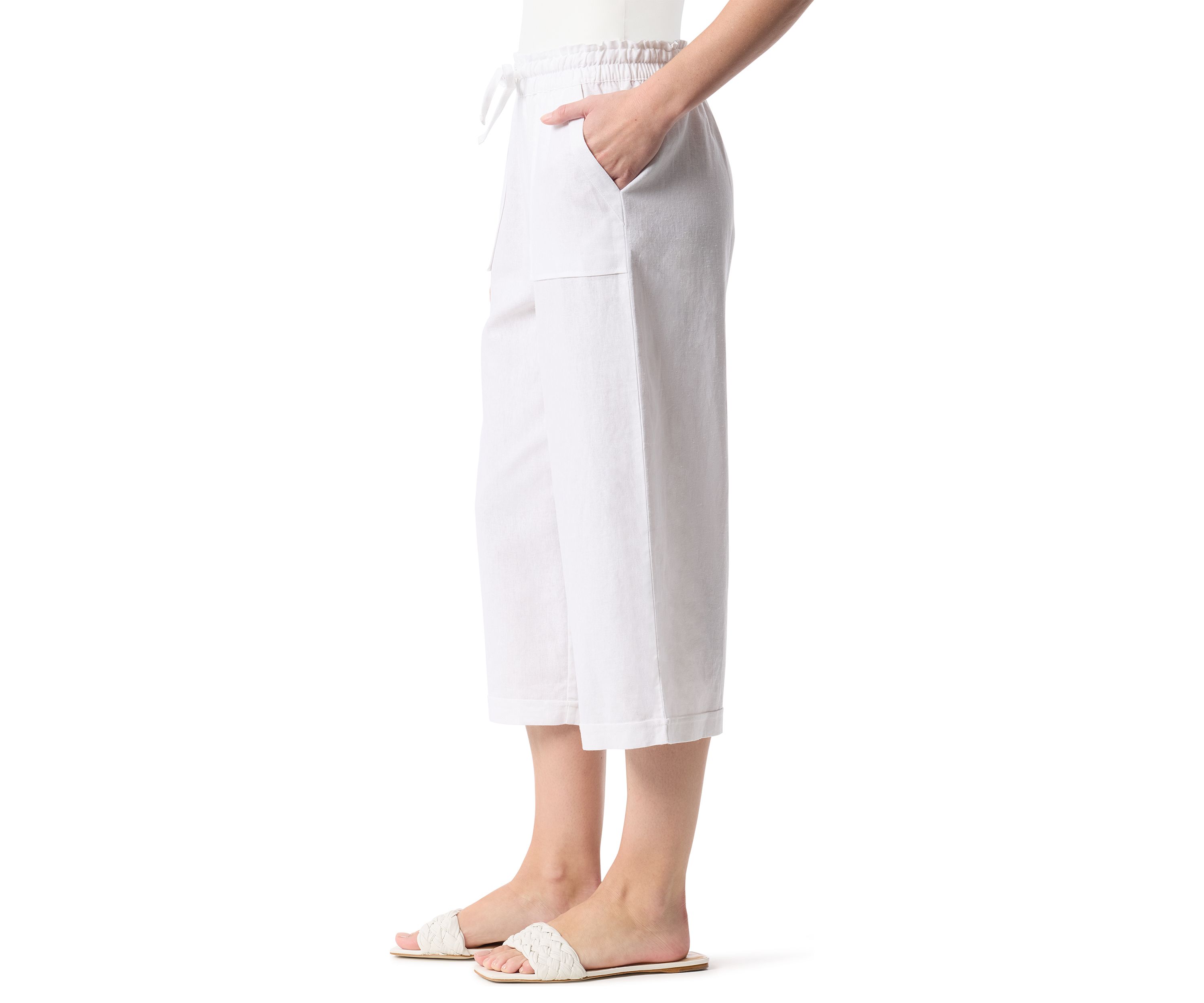 Petite Cropped Linen Pants