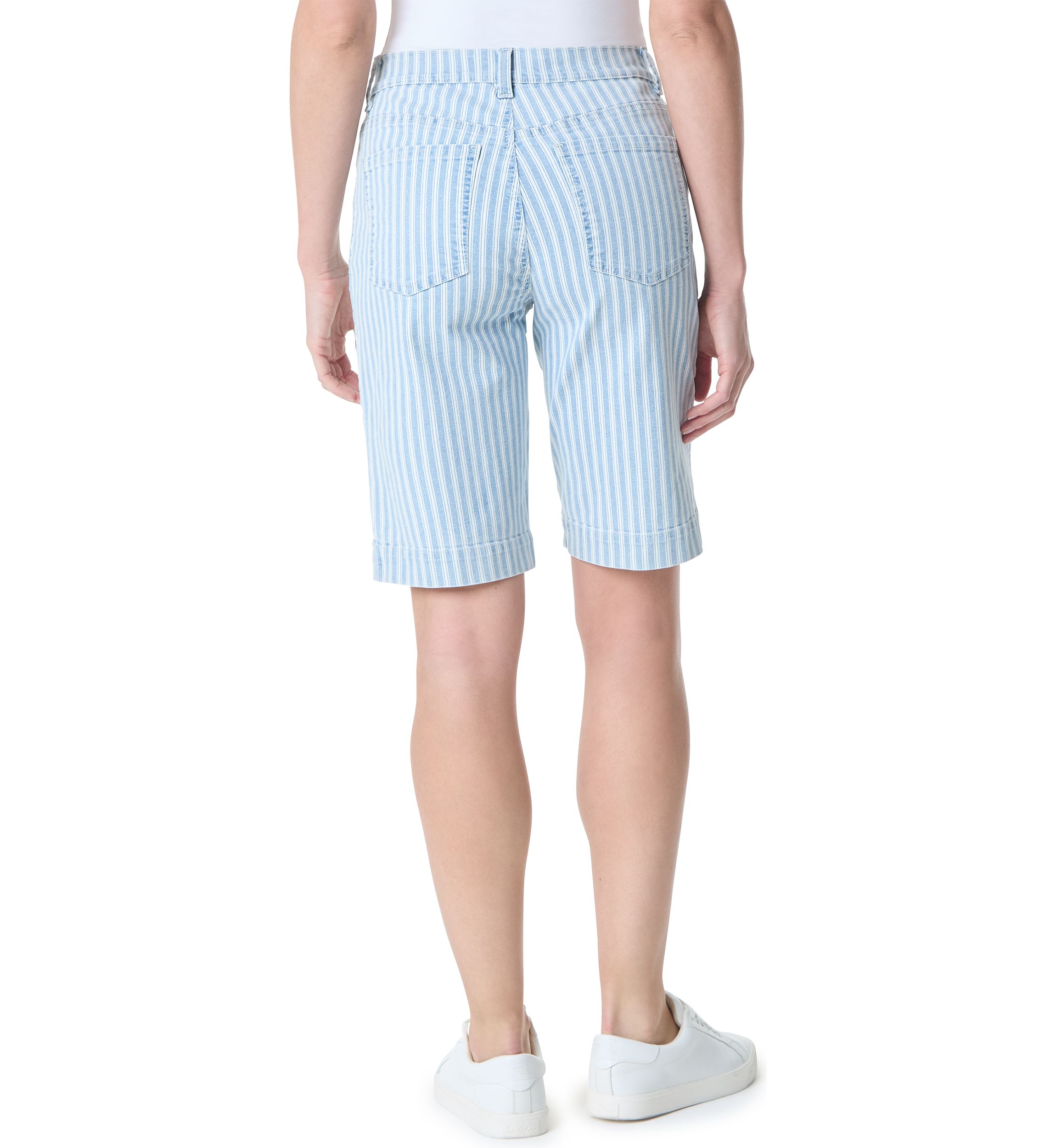 Womens Striped Bermuda Shorts