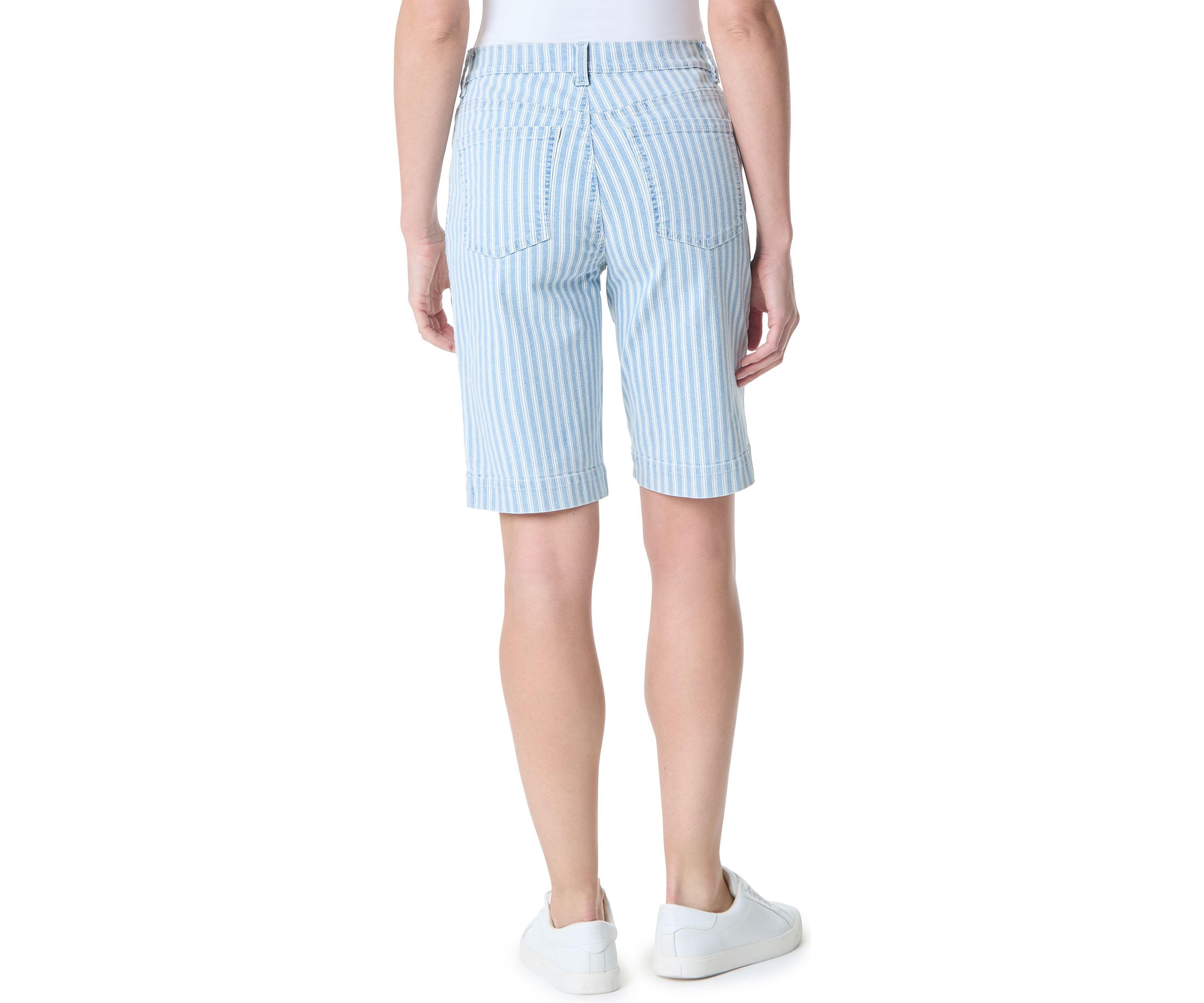 Womens Striped Bermuda Shorts