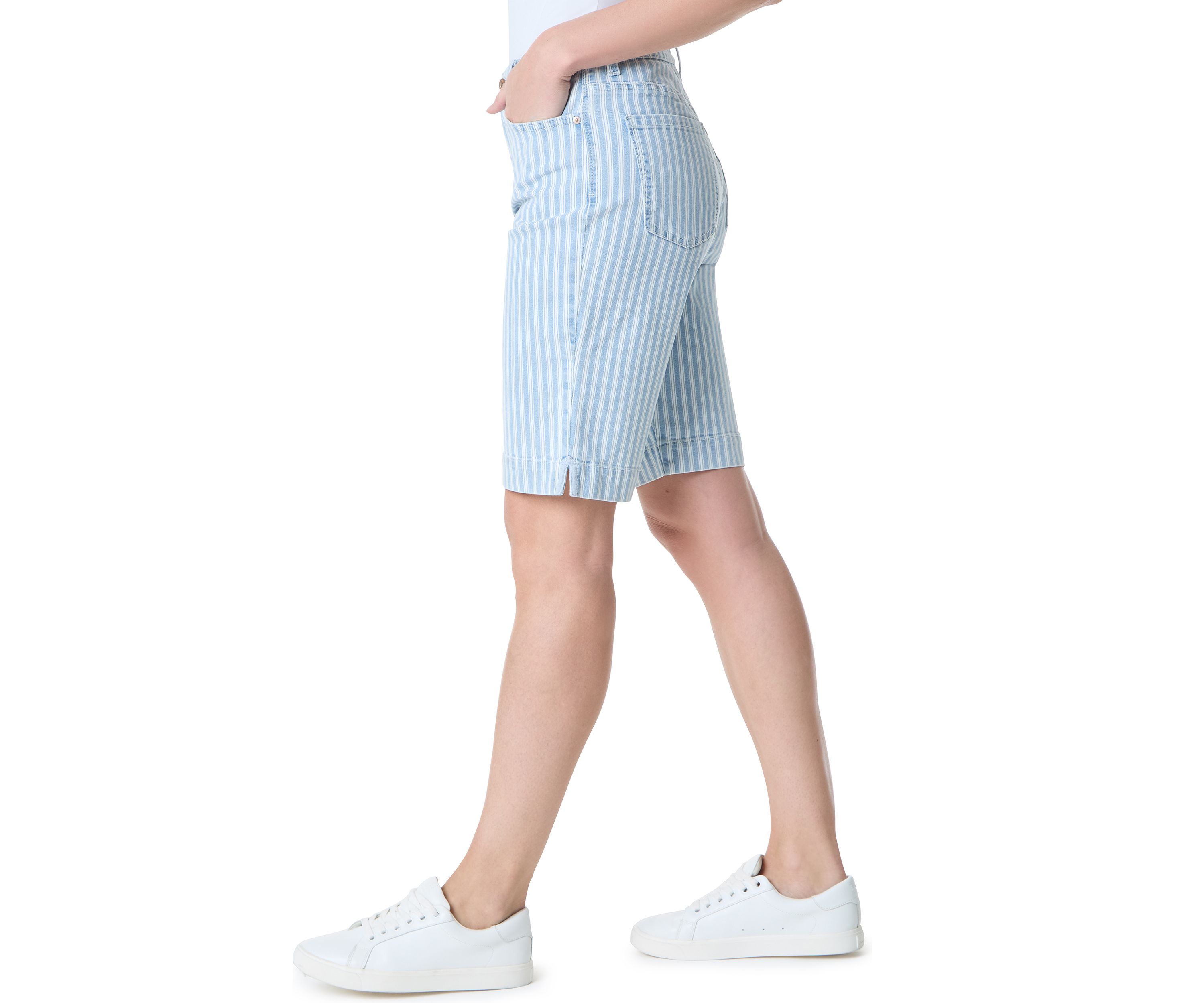 Womens Striped Bermuda Shorts