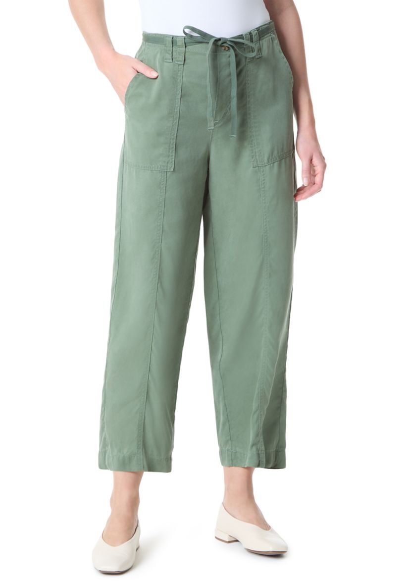Womens Soft Fluid Straight Cropped Pants