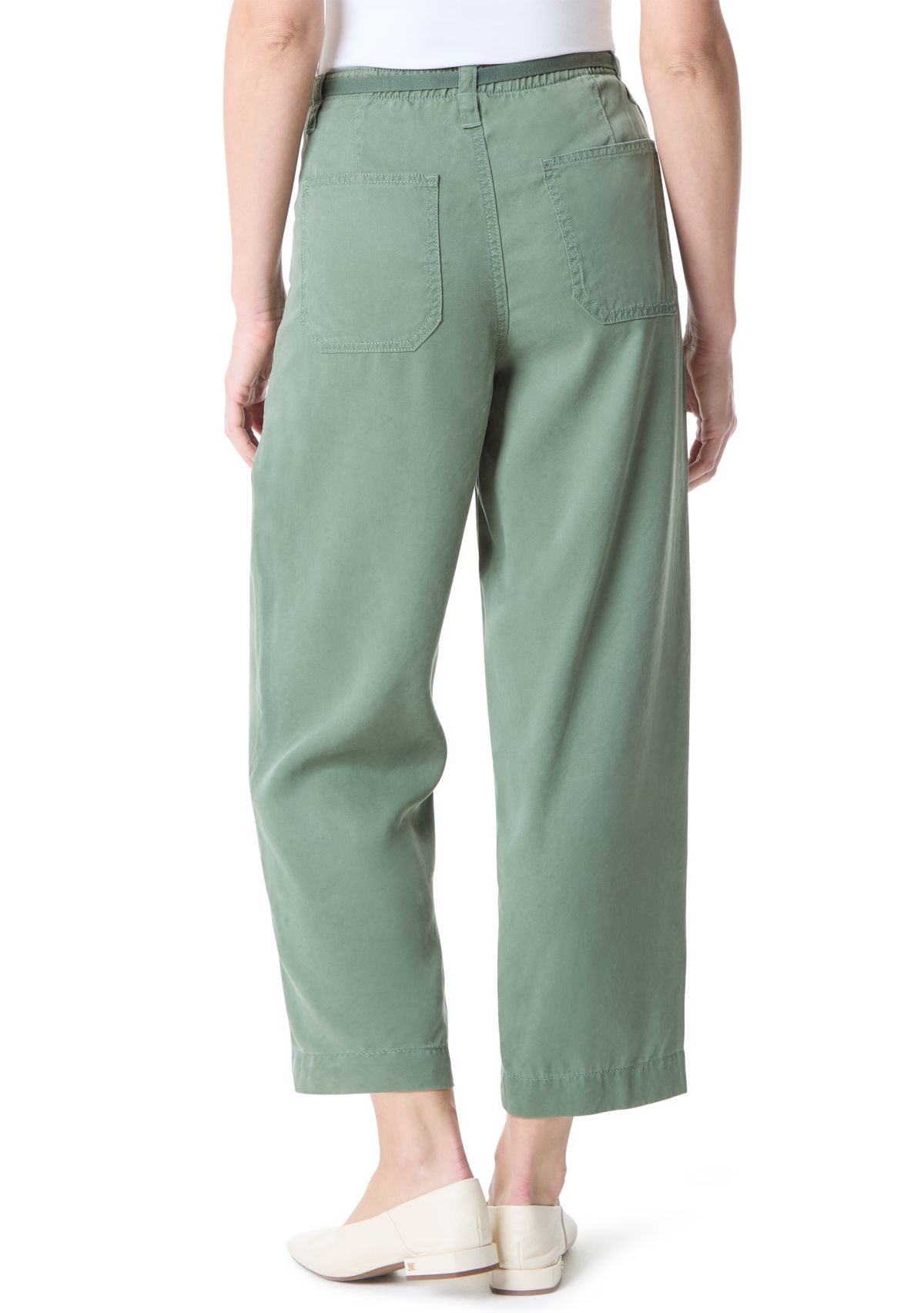 Womens Soft Fluid Straight Cropped Pants