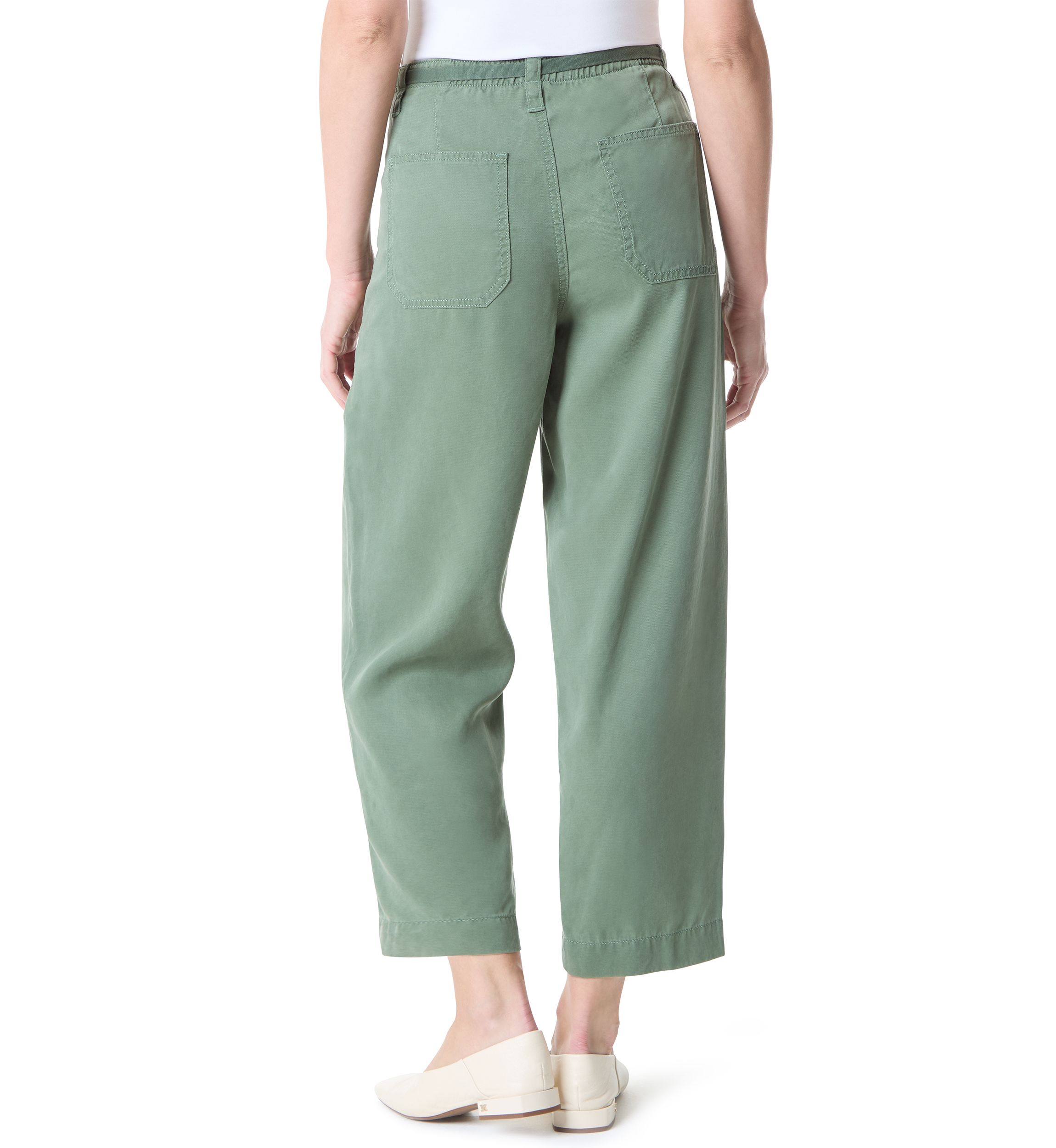 Womens Soft Fluid Straight Cropped Pants