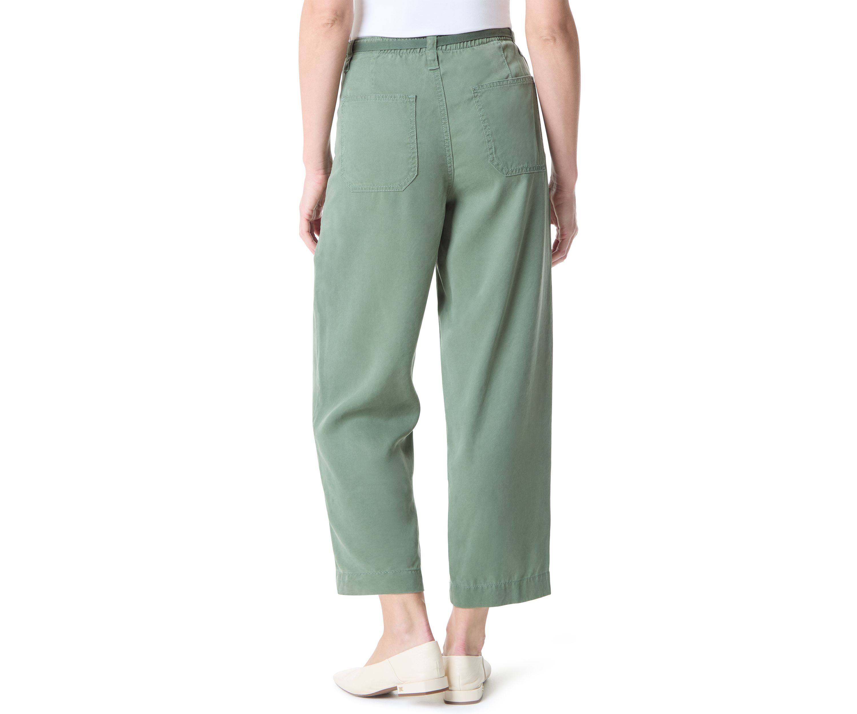 Womens Soft Fluid Straight Cropped Pants