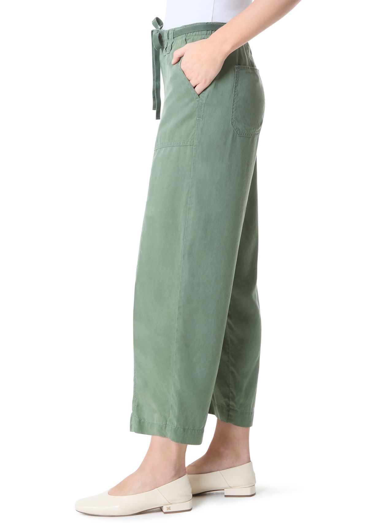 Womens Soft Fluid Straight Cropped Pants