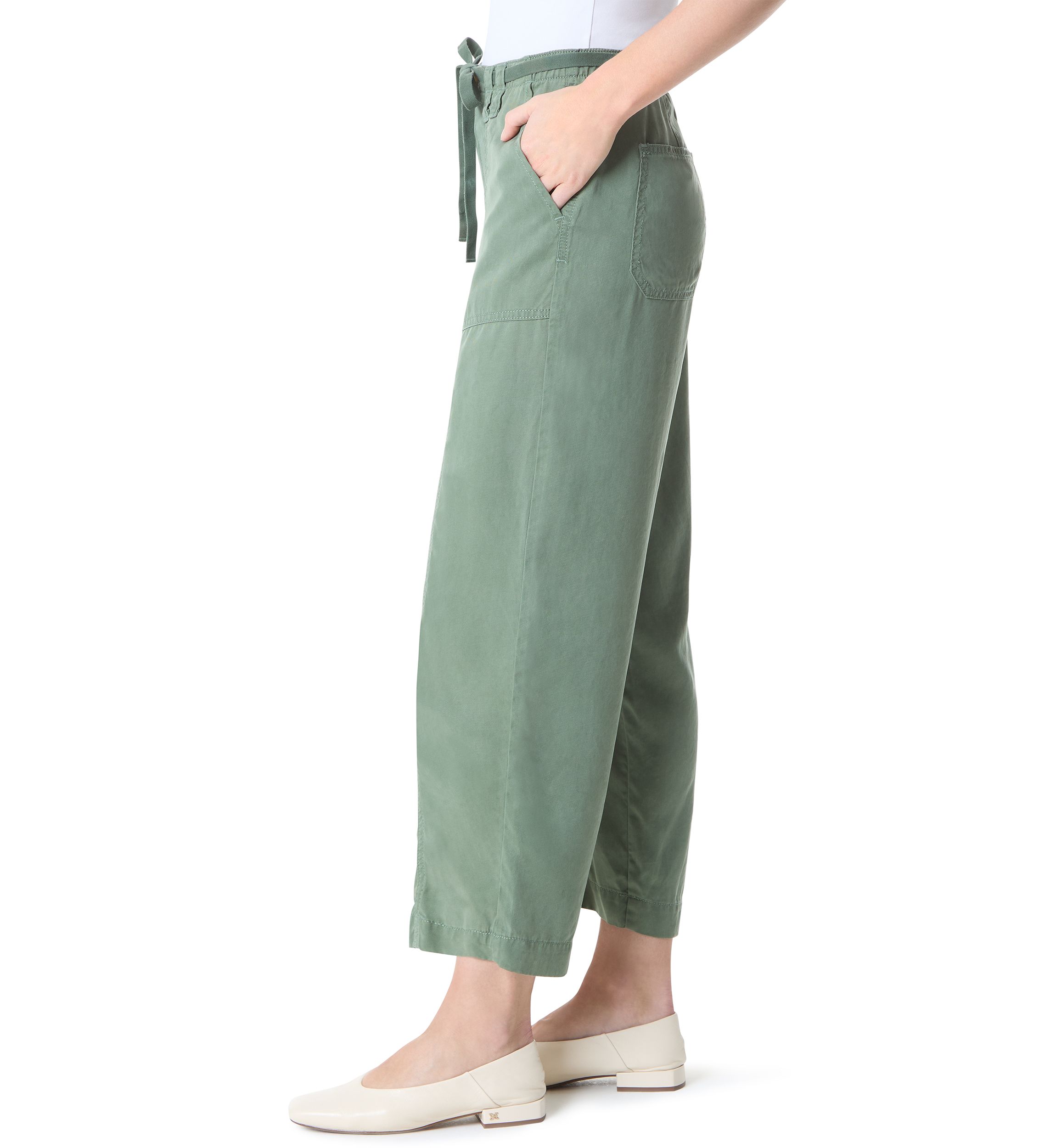 Womens Soft Fluid Straight Cropped Pants