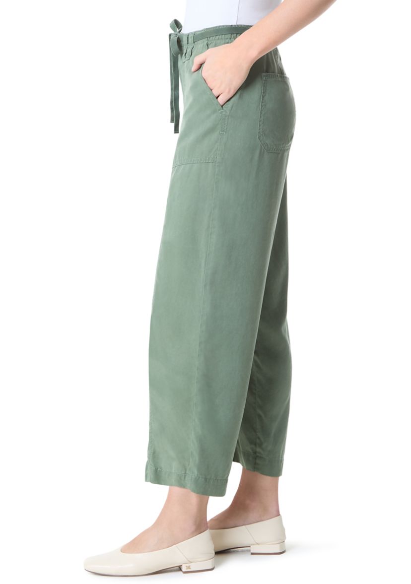 Womens Soft Fluid Straight Cropped Pants