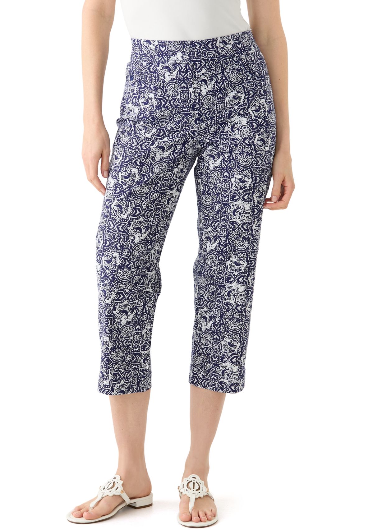 Womens Amanda Printed Pull On Capri Pants