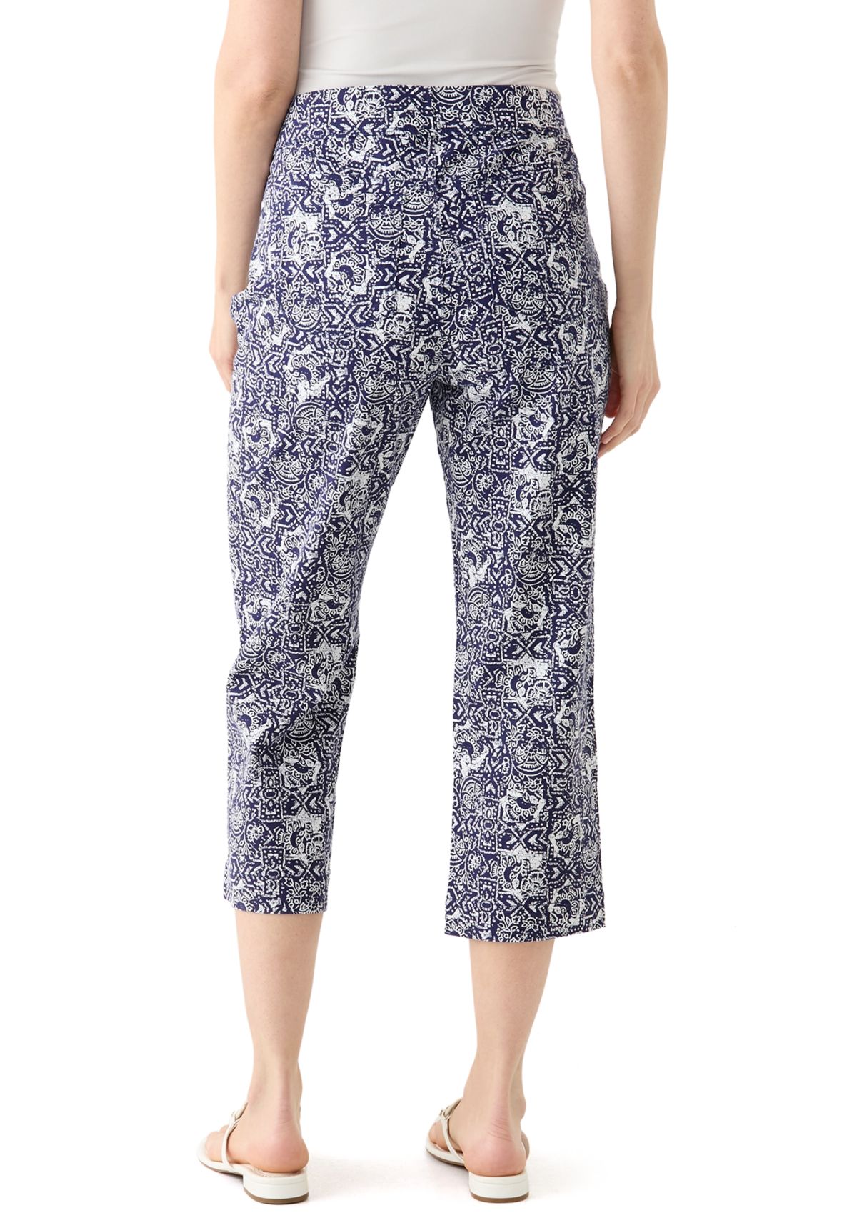 Womens Amanda Printed Pull On Capri Pants