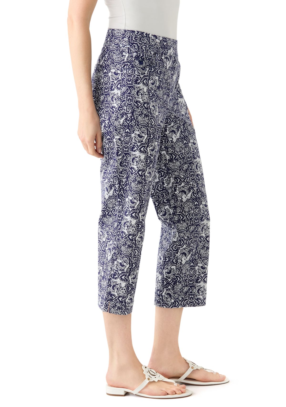 Womens Amanda Printed Pull On Capri Pants