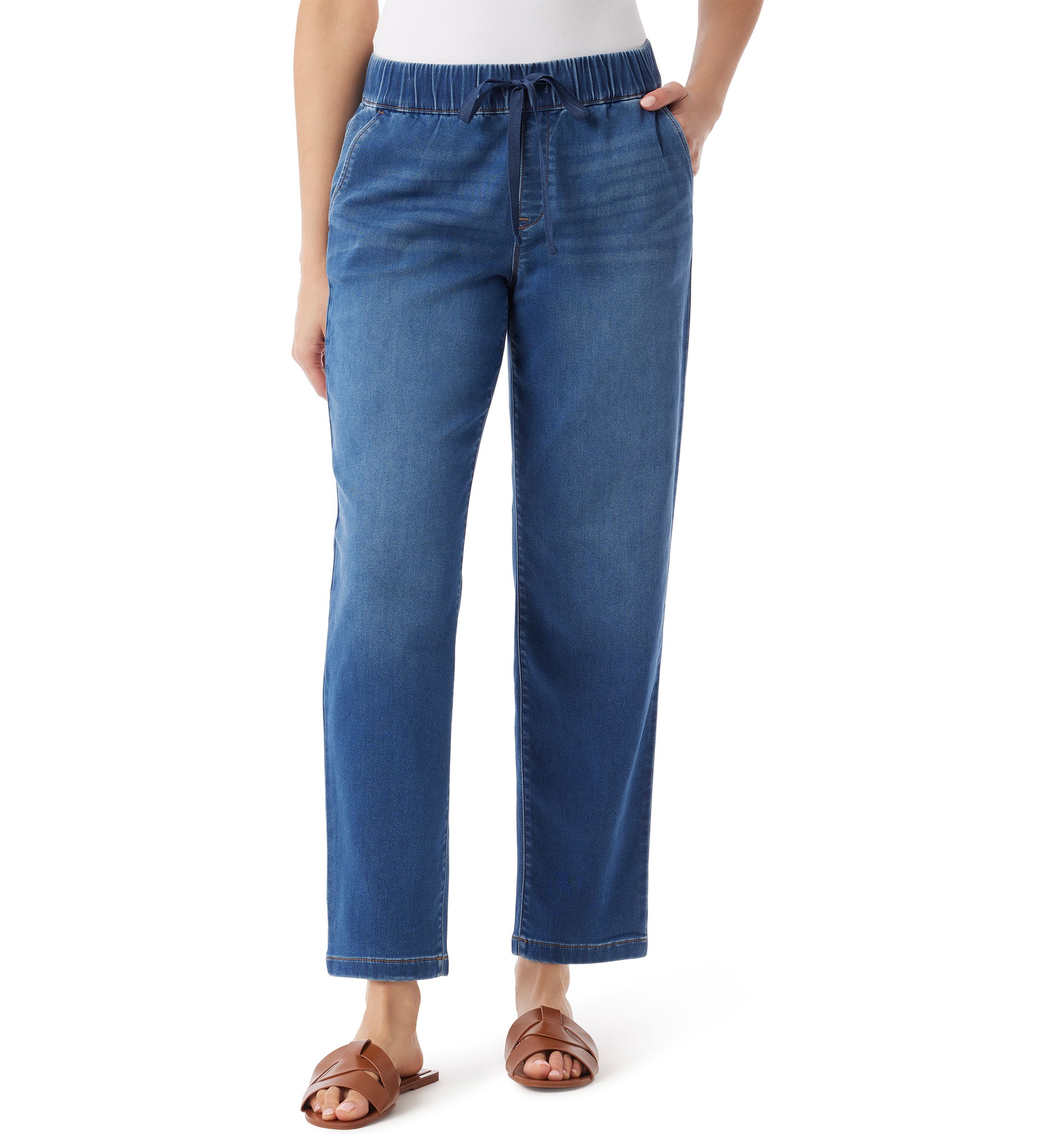 Womens Anya Knit Drawstring Straight Jogger Pants