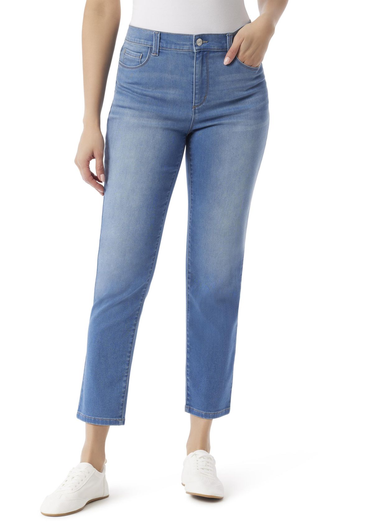 Petite 5 Pocket Knit Ankle Denim Jeans