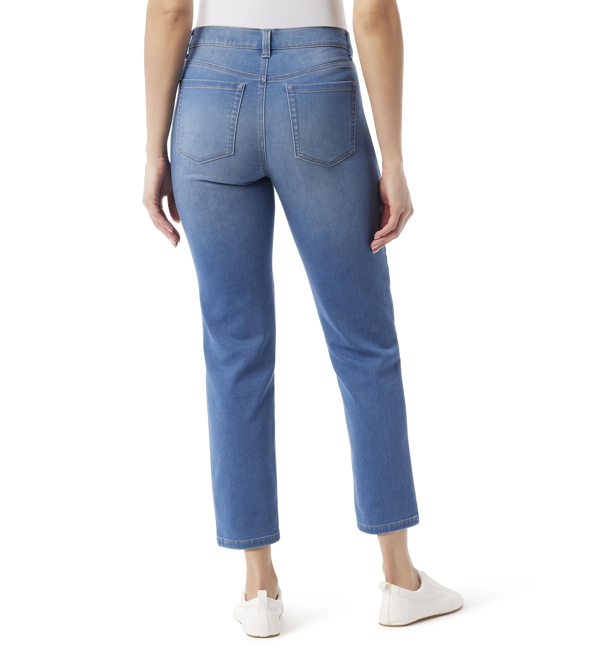 Petite 5 Pocket Knit Ankle Denim Jeans