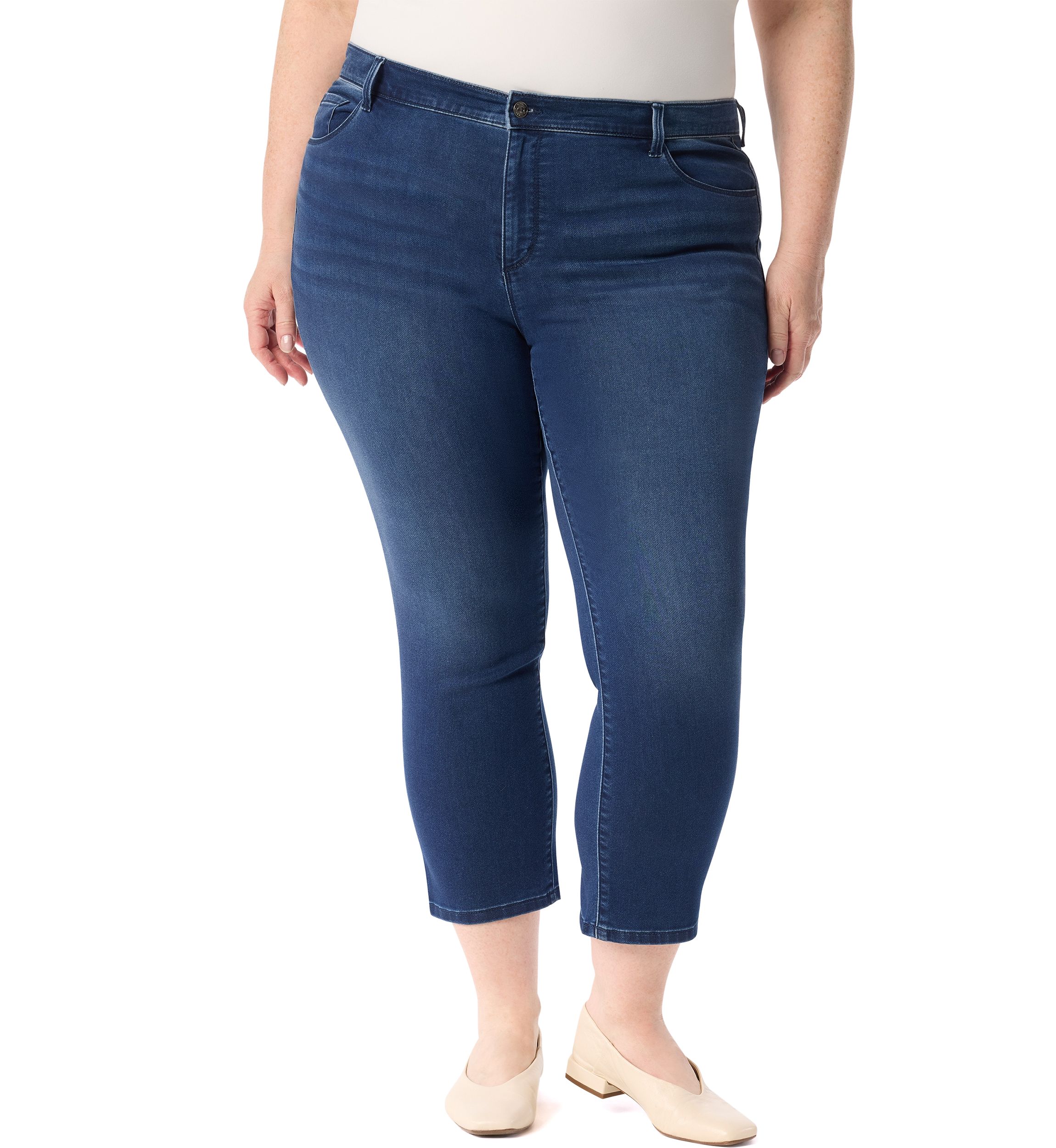 Plus Size Ankle Straight Knit Jeans 