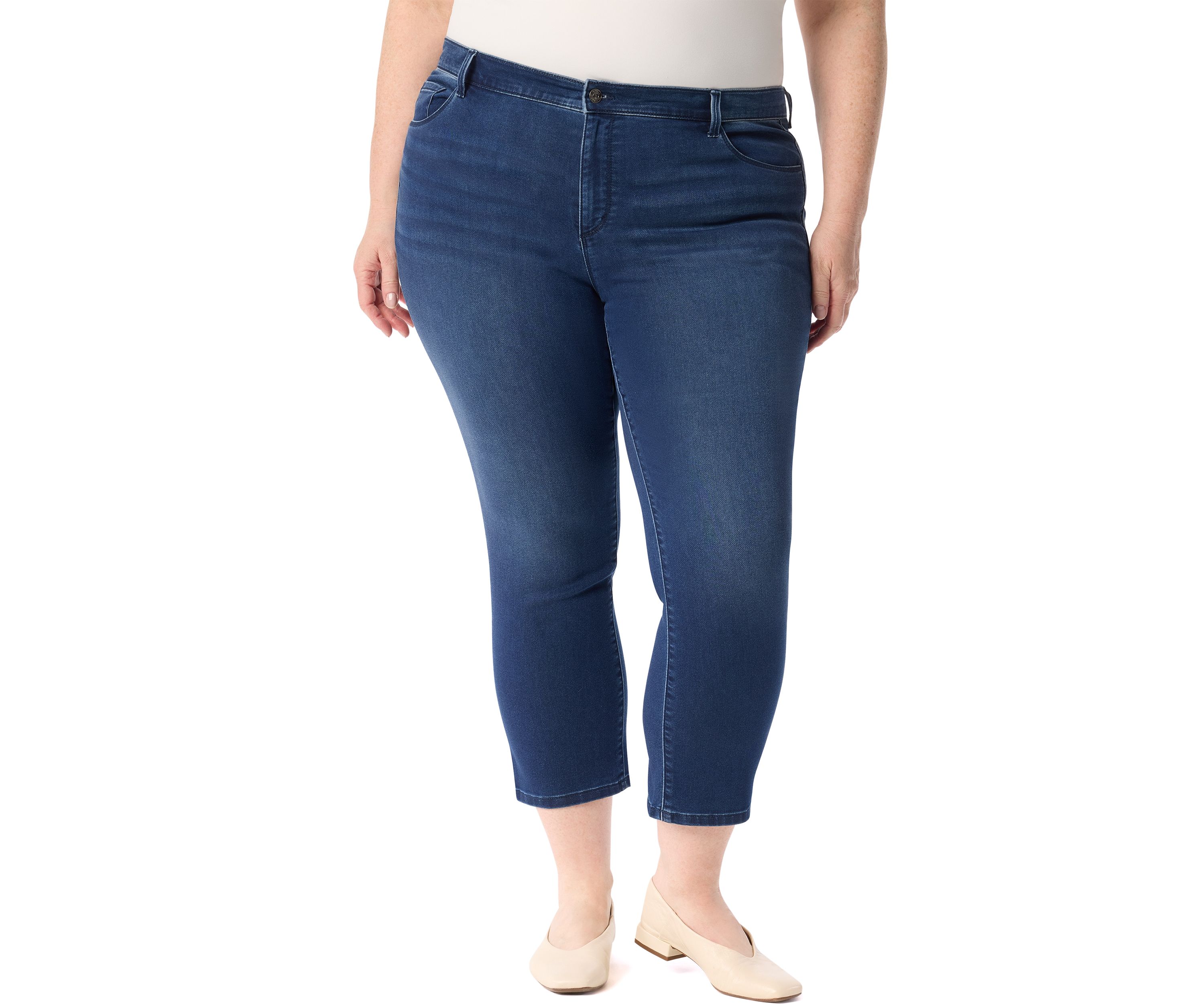 Plus Size Ankle Straight Knit Jeans 