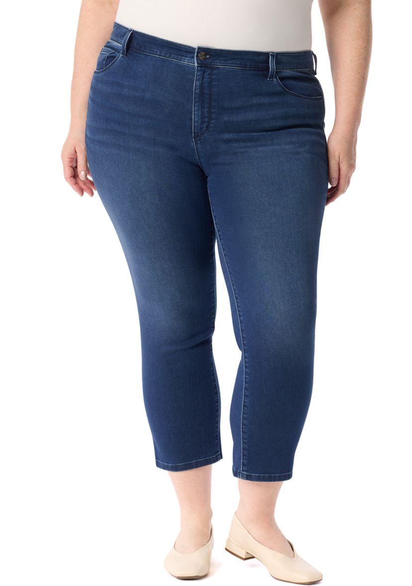 Plus Size Ankle Straight Knit Jeans 