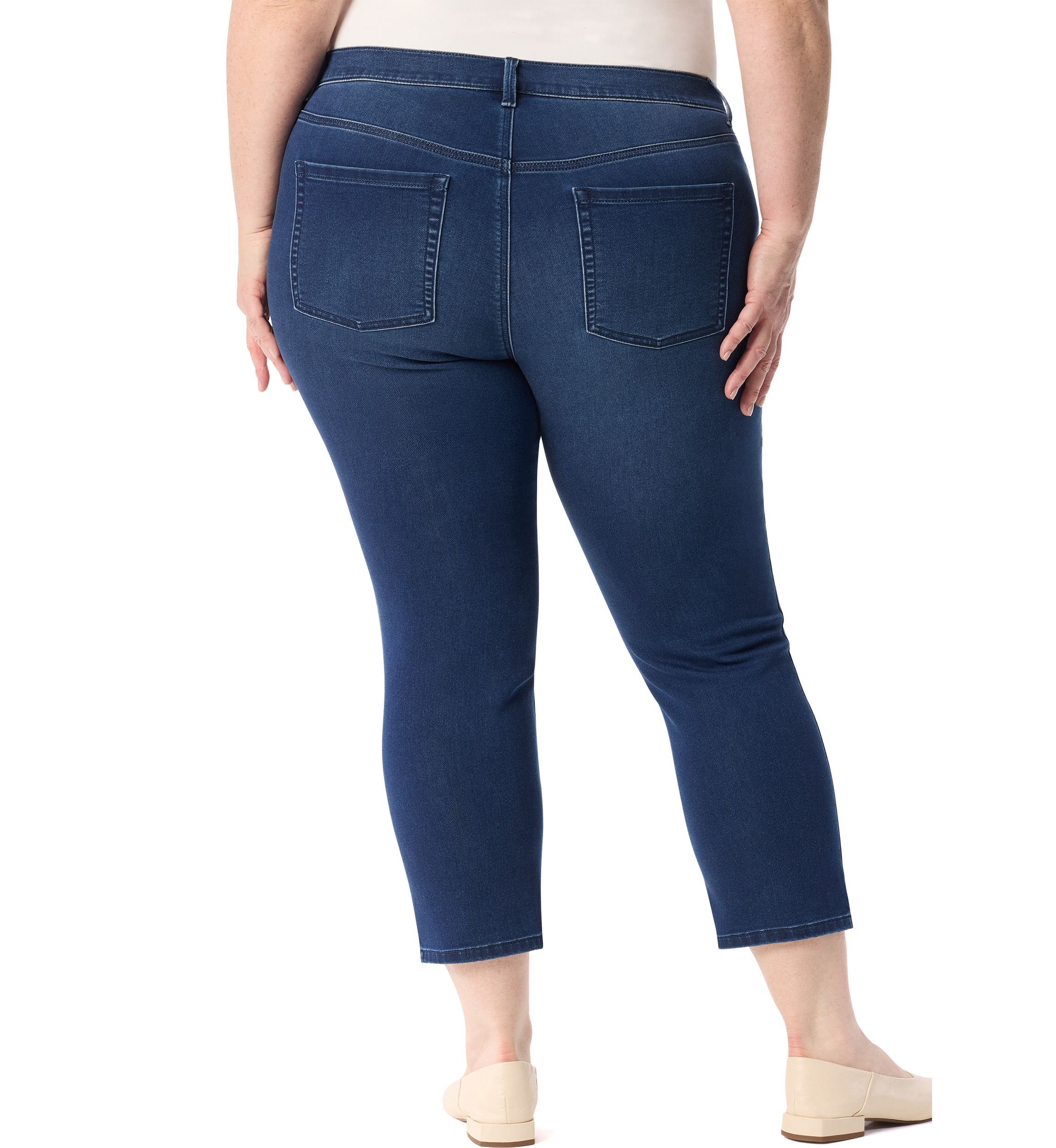 Plus Size Ankle Straight Knit Jeans 