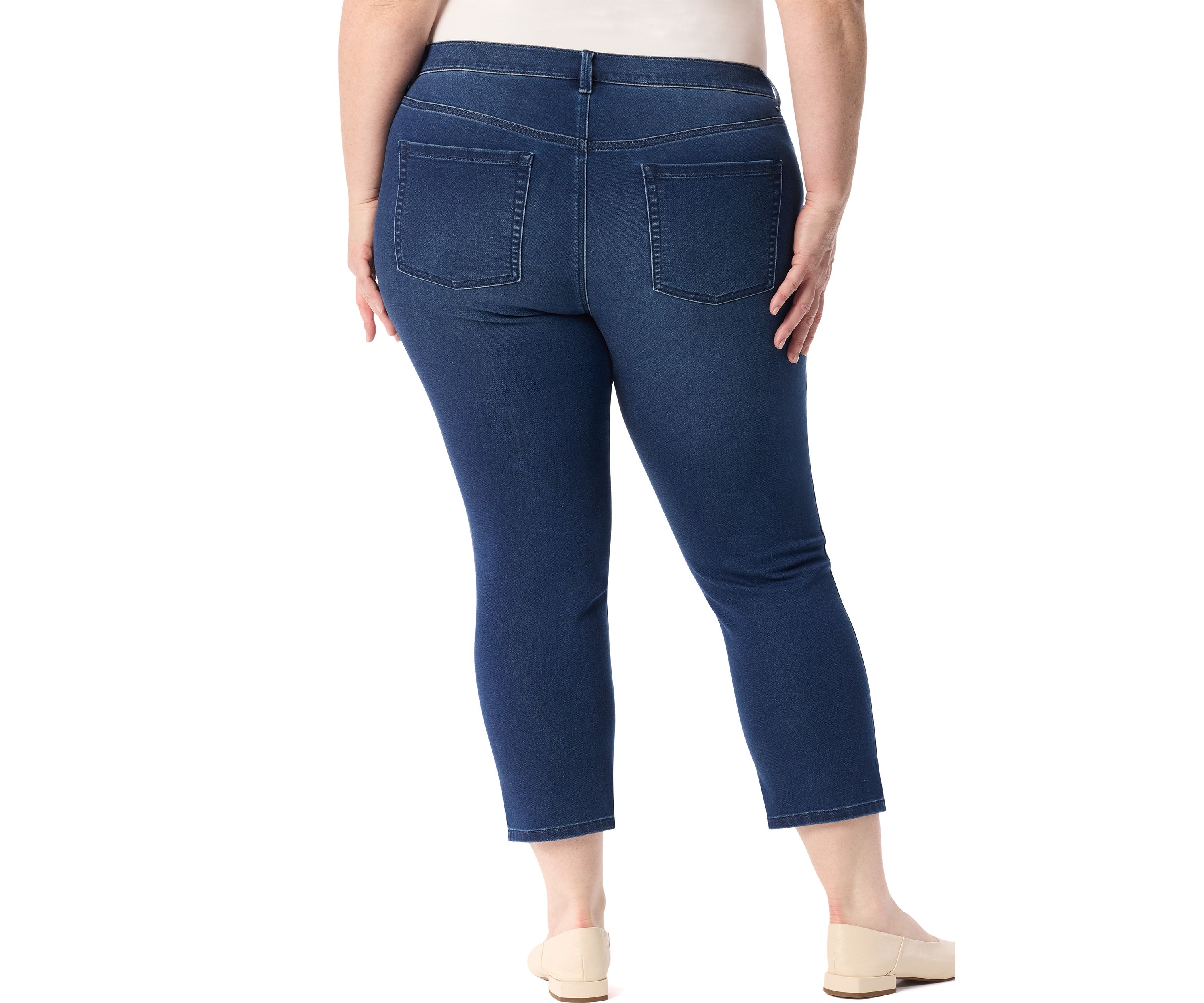 Plus Size Ankle Straight Knit Jeans 