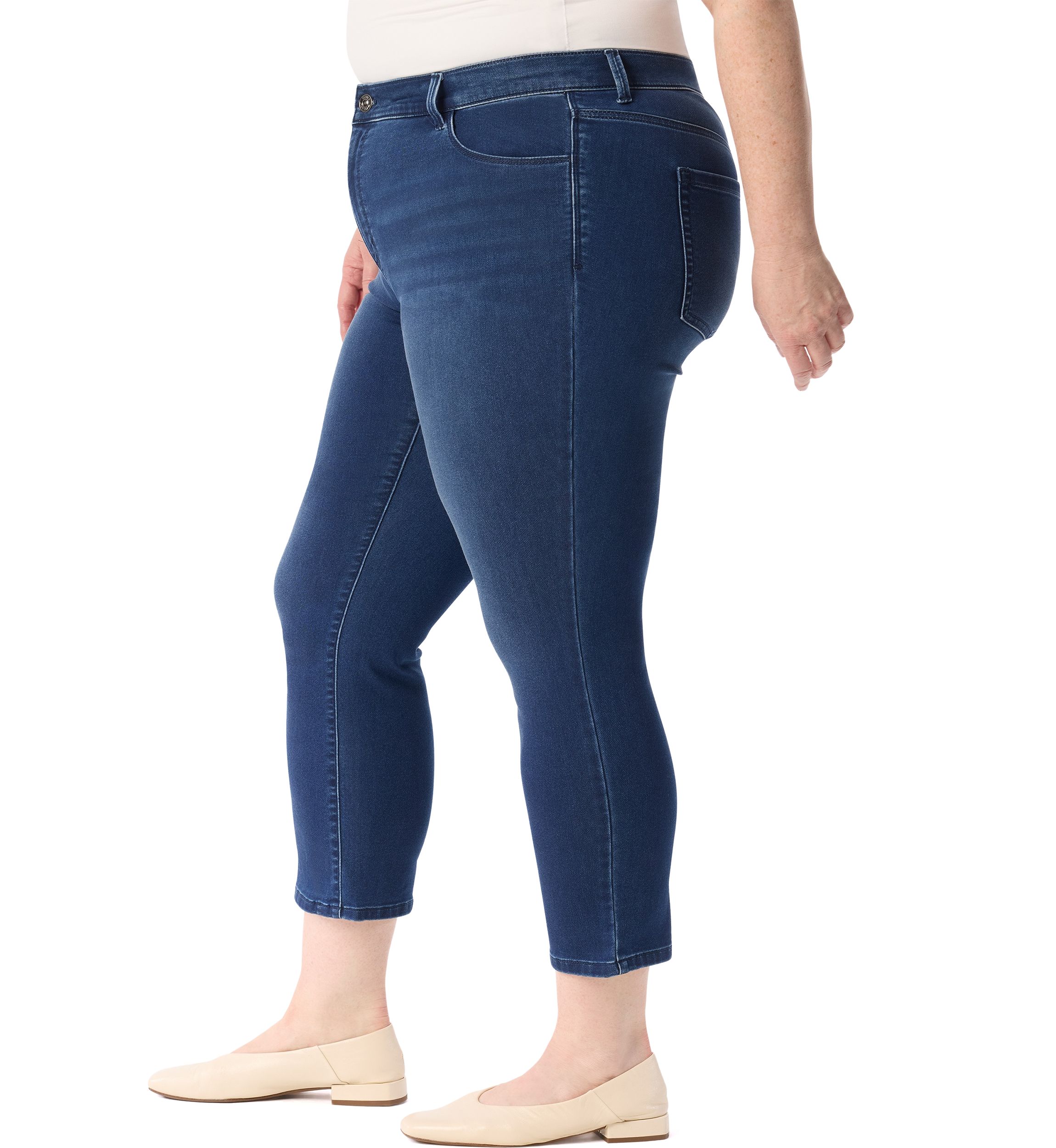 Plus Size Ankle Straight Knit Jeans 
