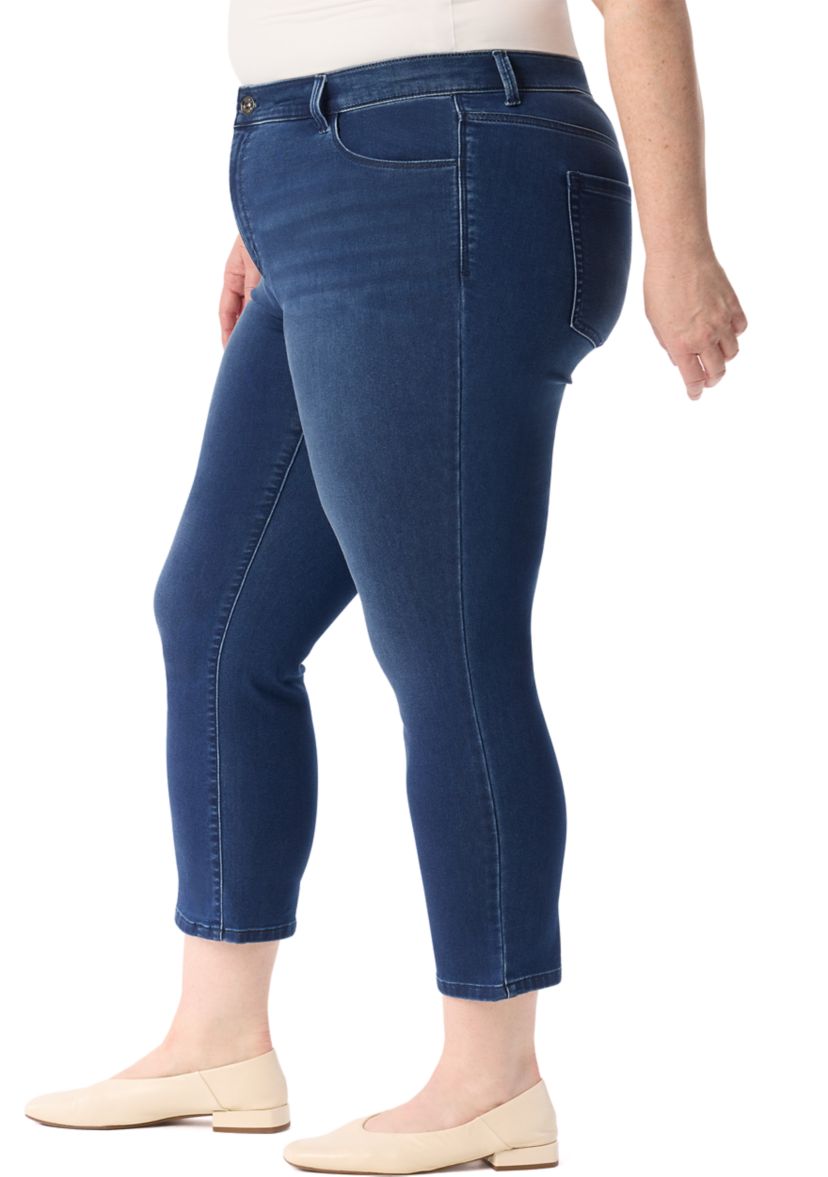 Plus Size Ankle Straight Knit Jeans 