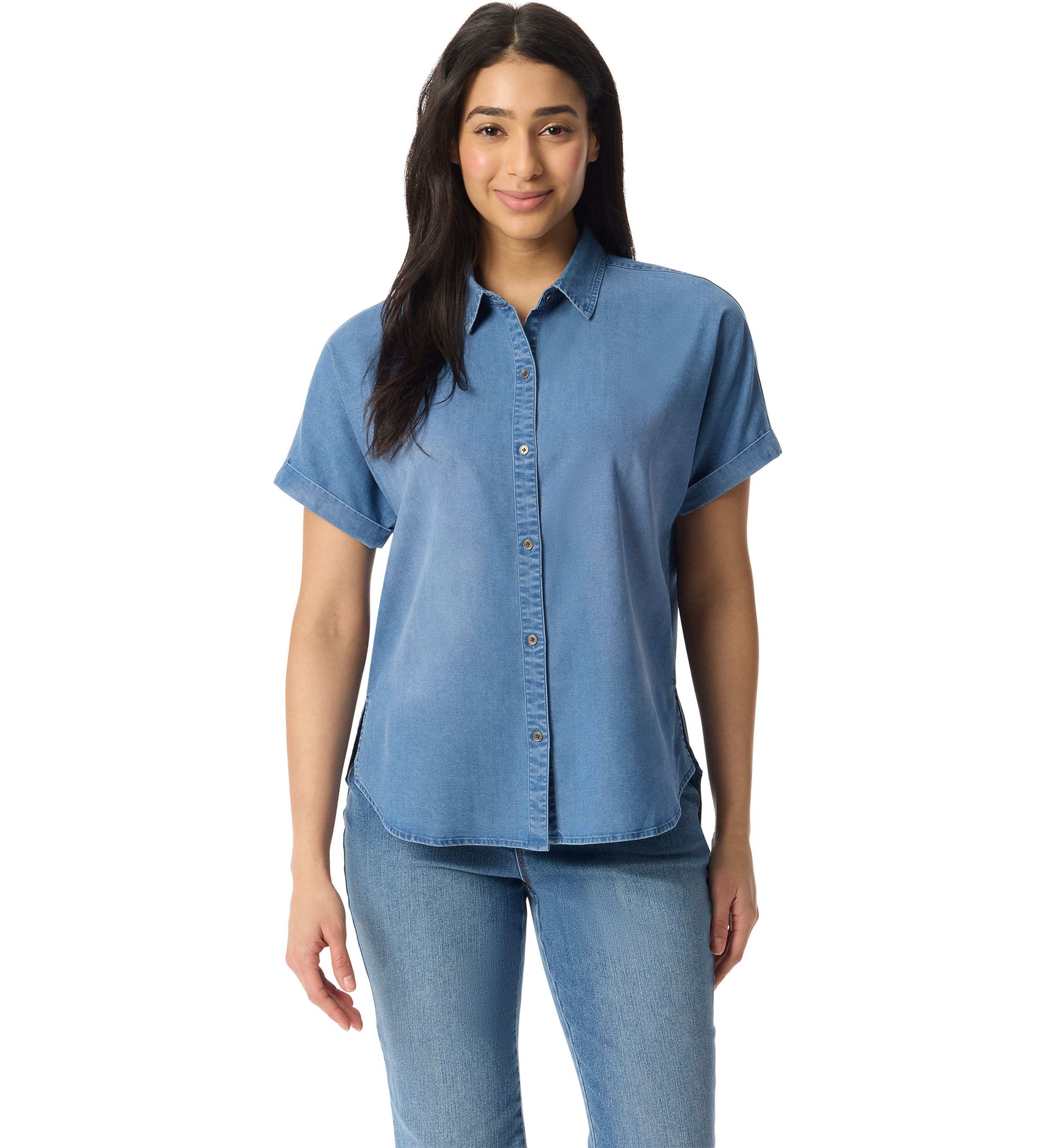 Petite Daisy Roll Sleeve Shirt 