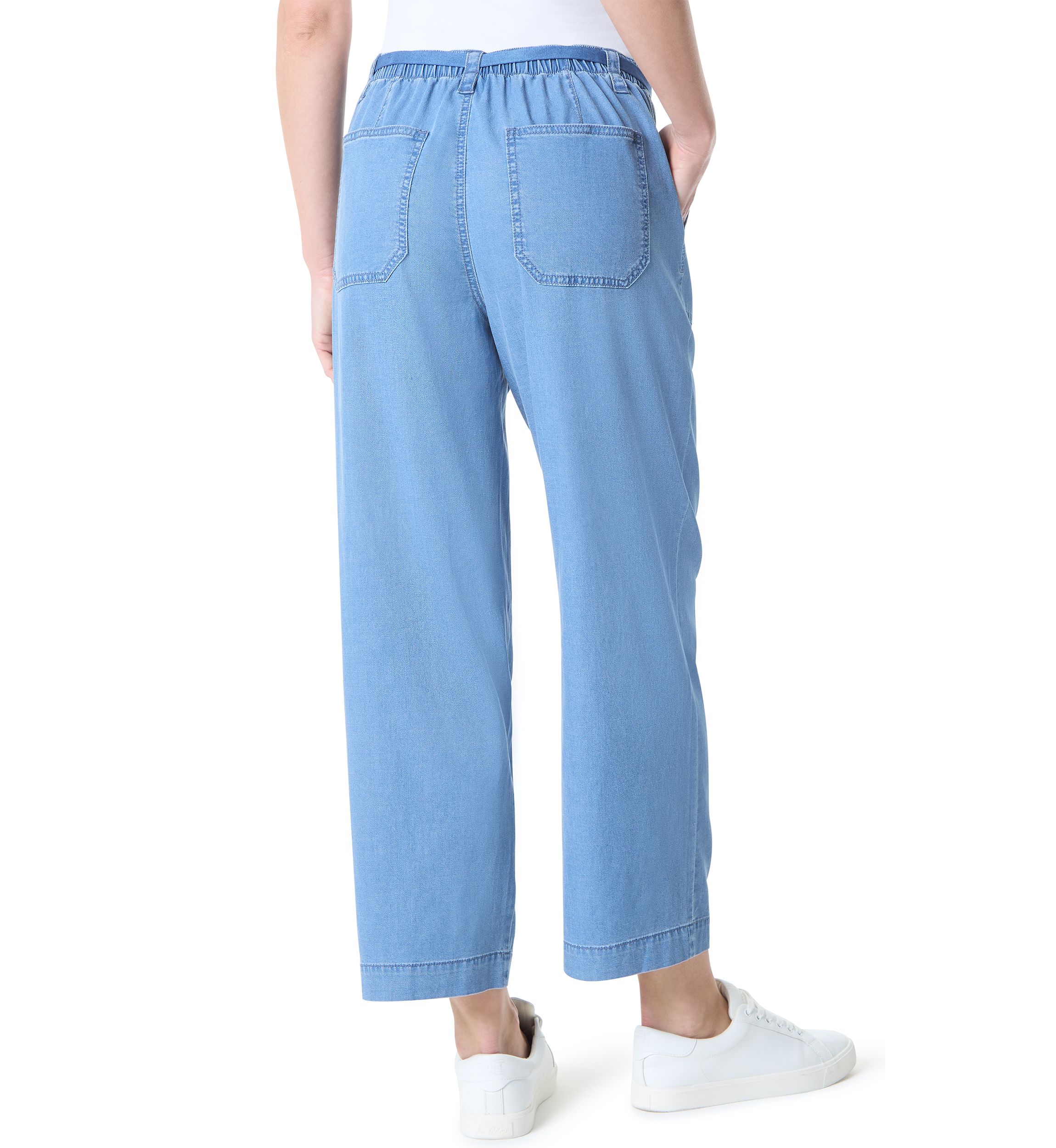 Petite Soft Fluid Straight Cropped Pants