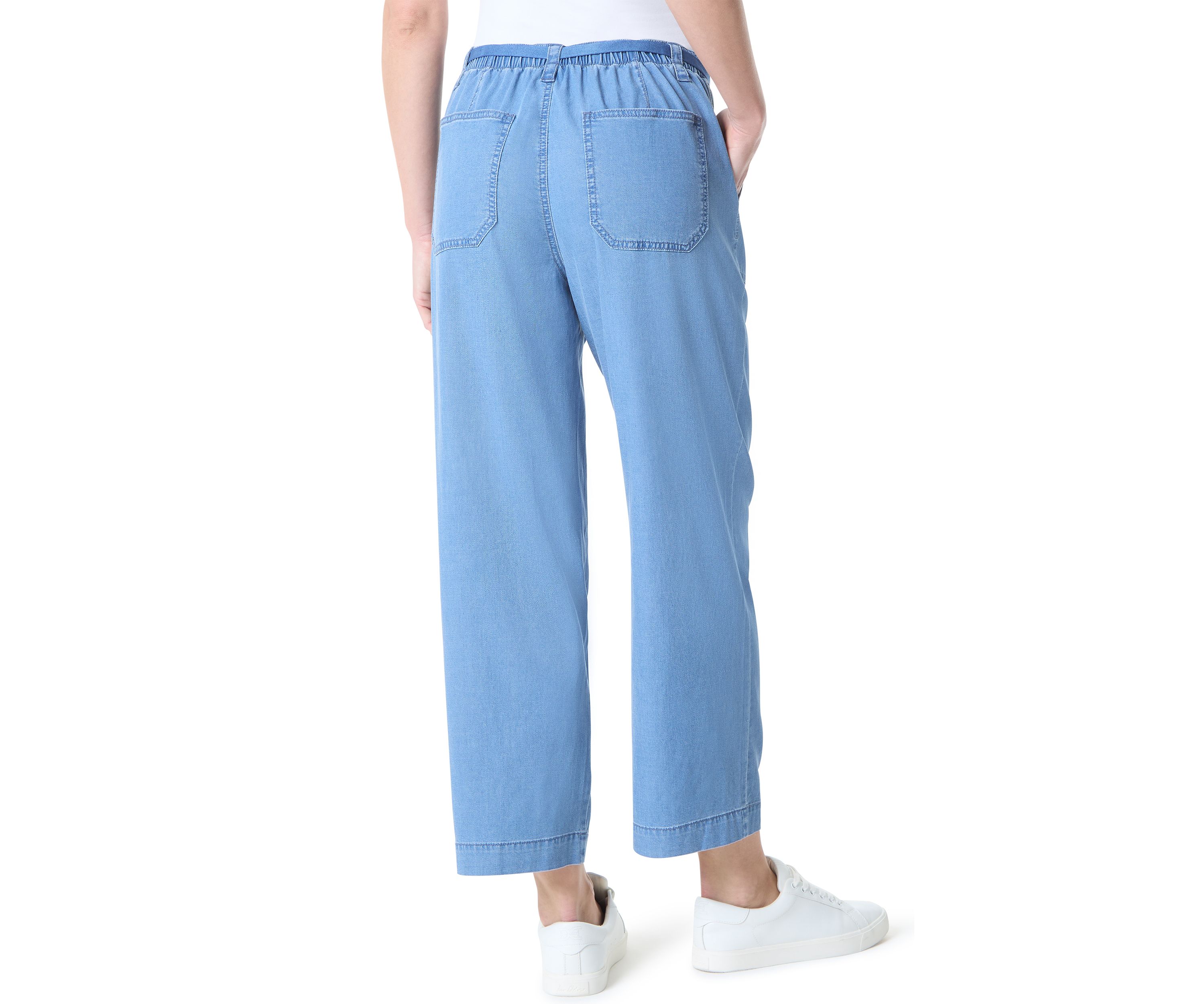 Petite Soft Fluid Straight Cropped Pants