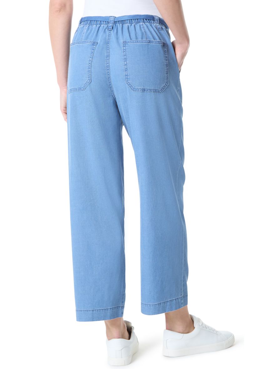 Petite Soft Fluid Straight Cropped Pants