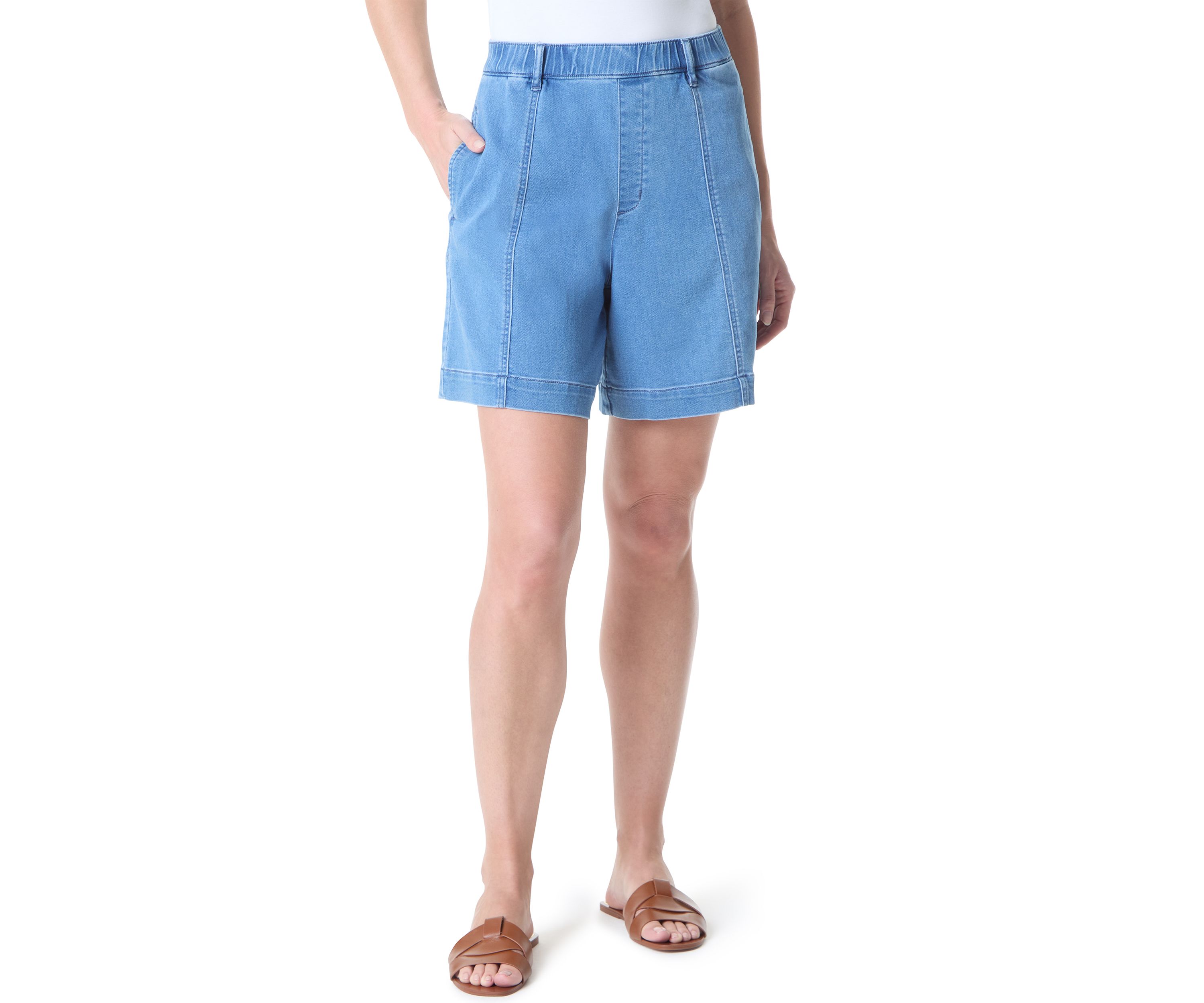 Womens Seamed Short Knit Shorts