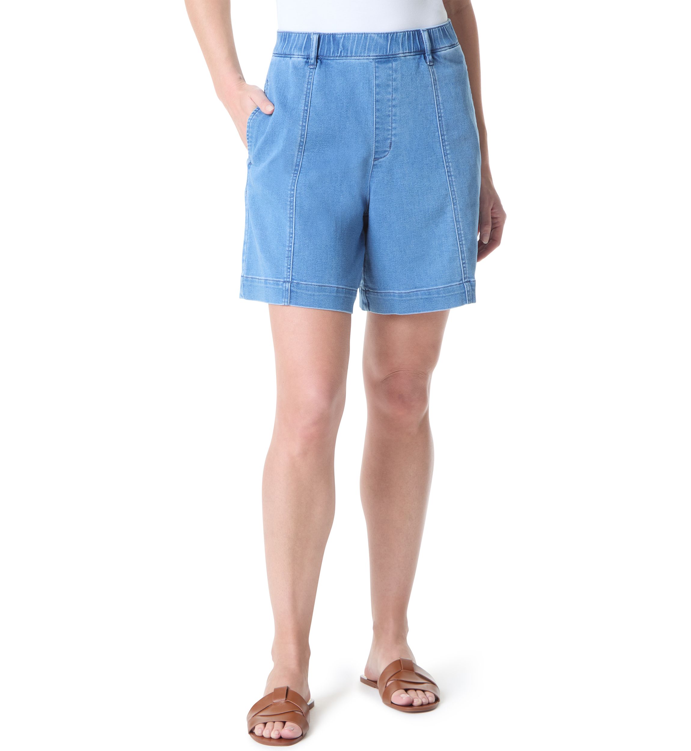 Petite Knit Denim Shorts