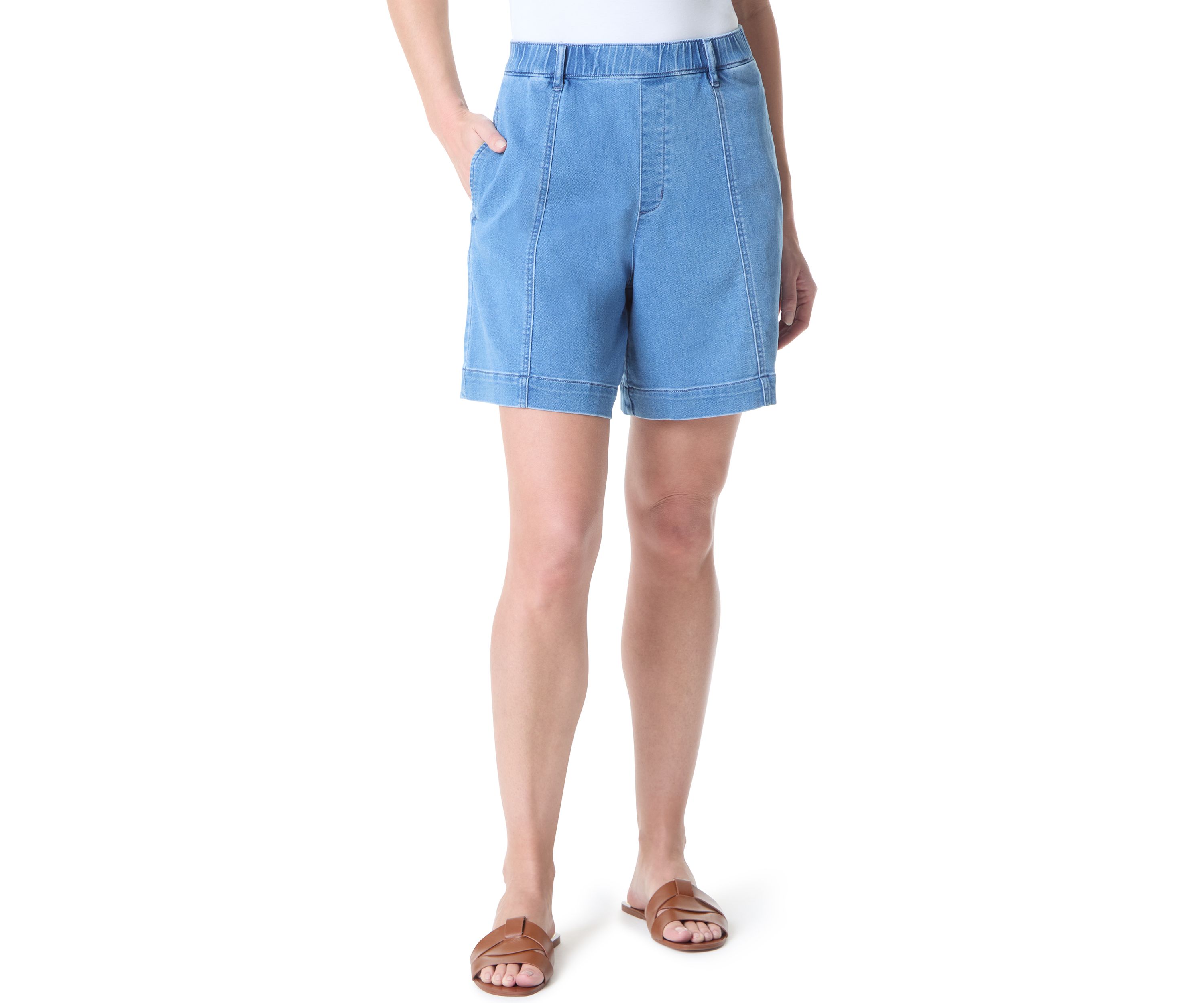 Petite Knit Denim Shorts