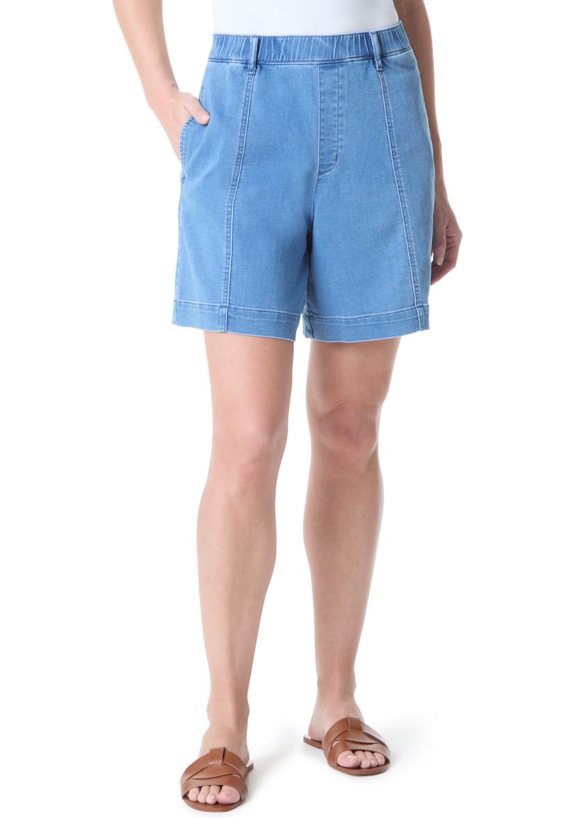 Petite Knit Denim Shorts