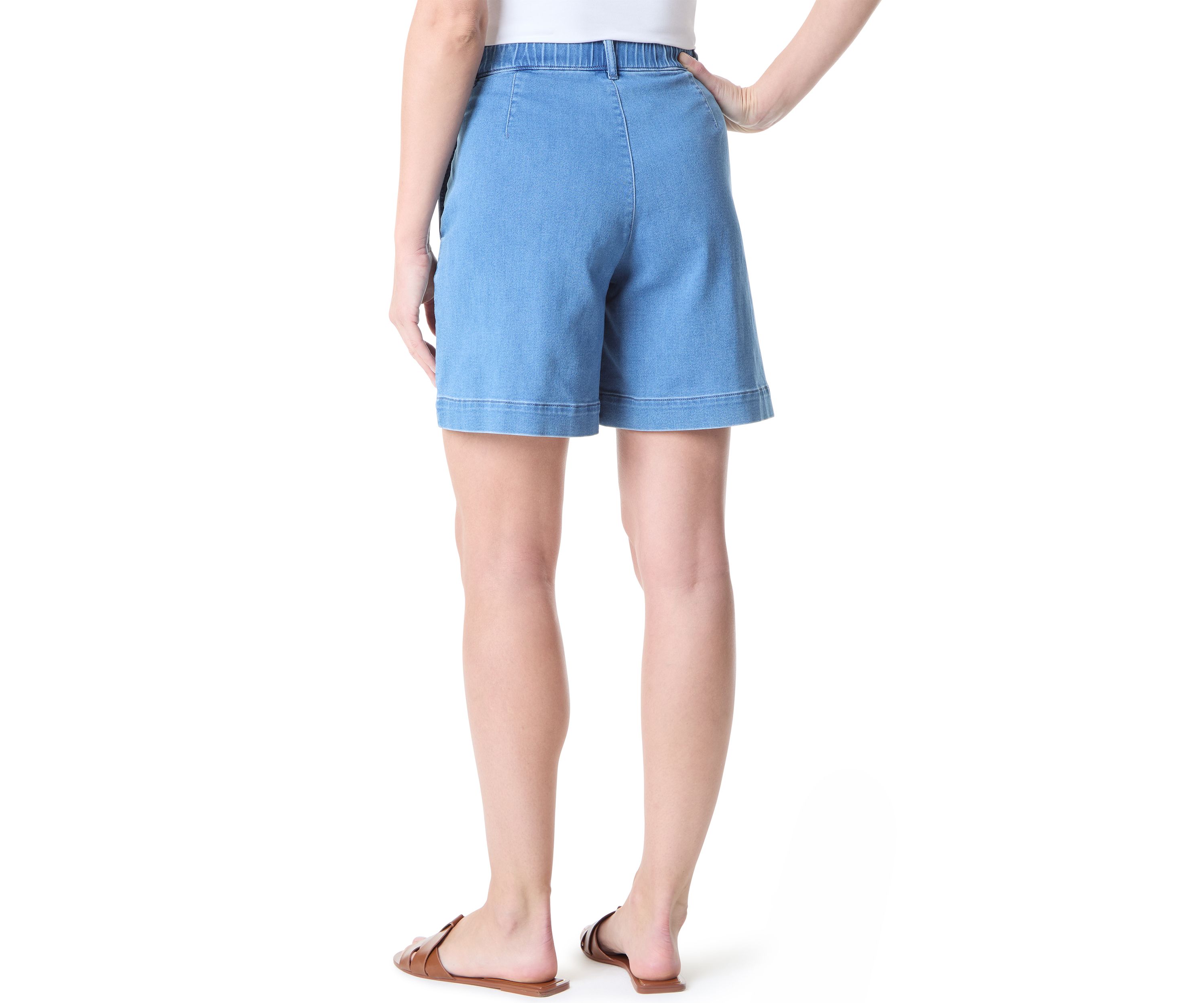 Petite Knit Denim Shorts