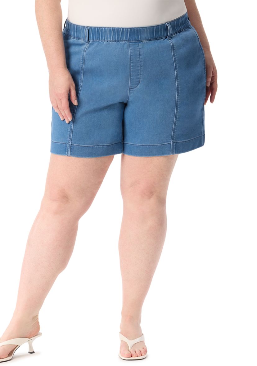 Plus Size Knit Seamed Shorts 