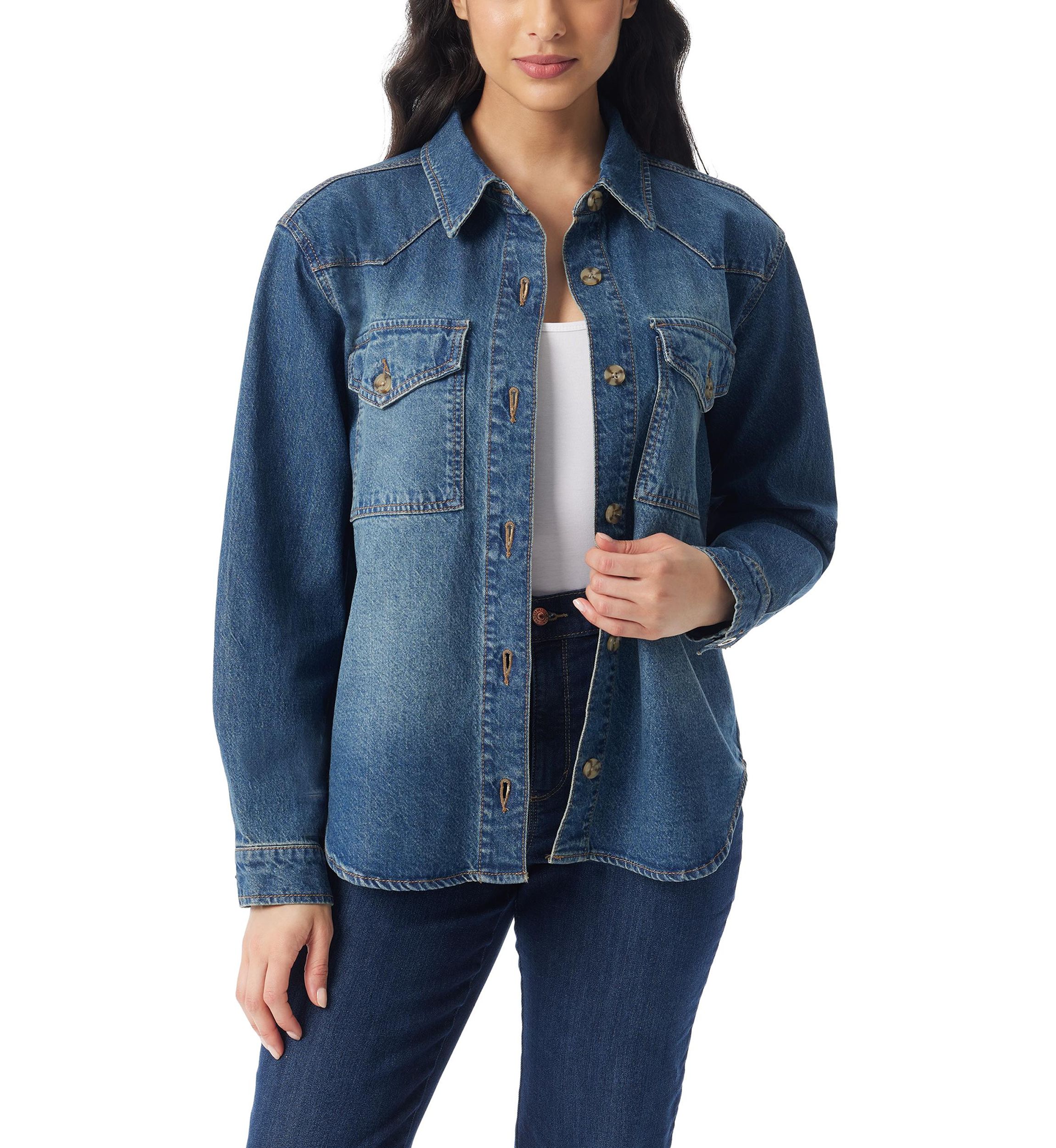 Womens Denim Shacket