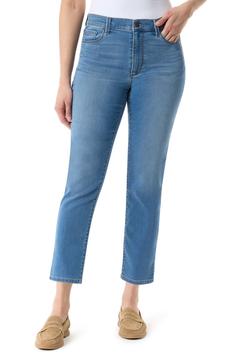 Womens Cali 5 Pocket Straight Ankle Knit Jeans