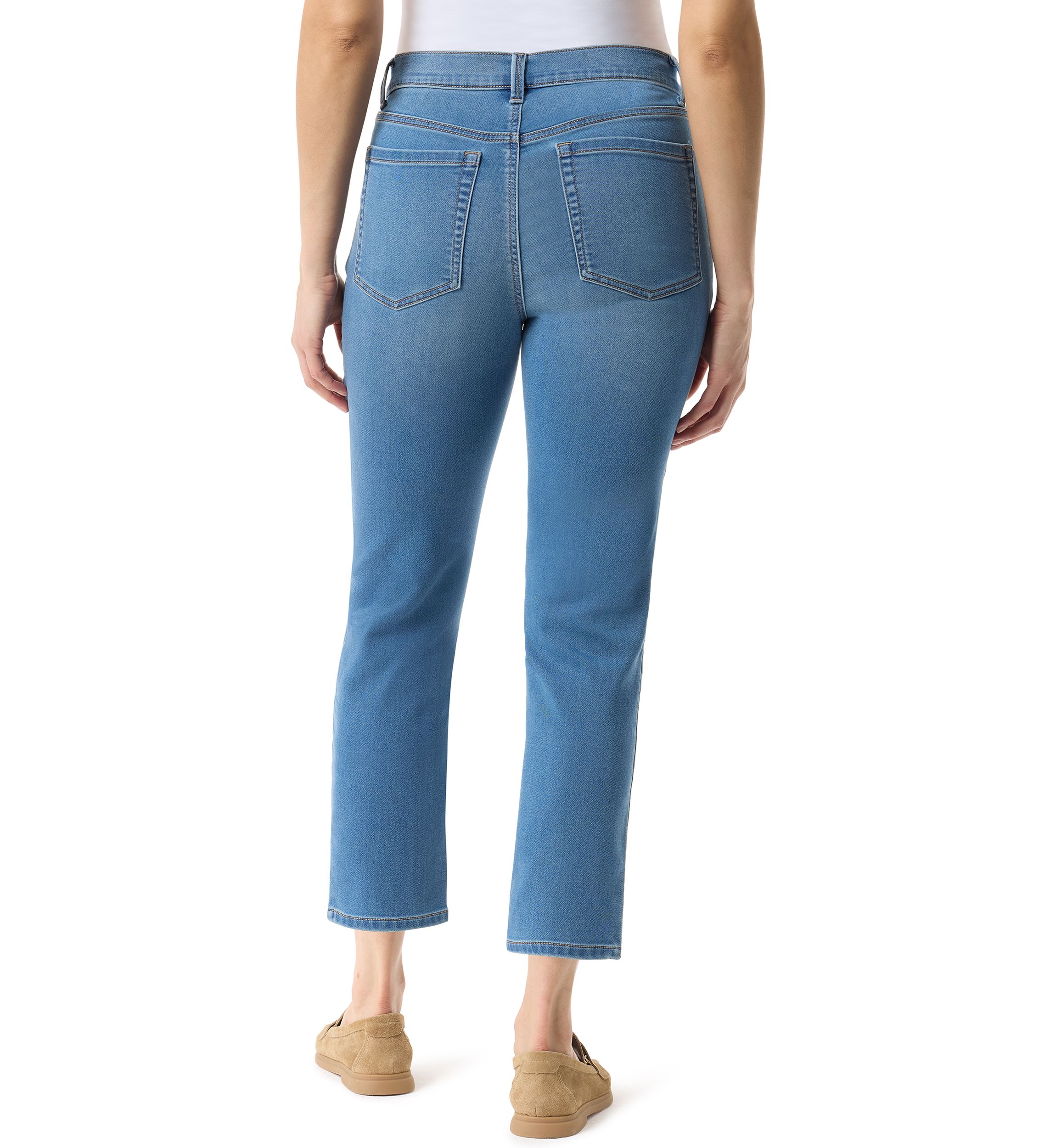 Womens Cali 5 Pocket Straight Ankle Knit Jeans