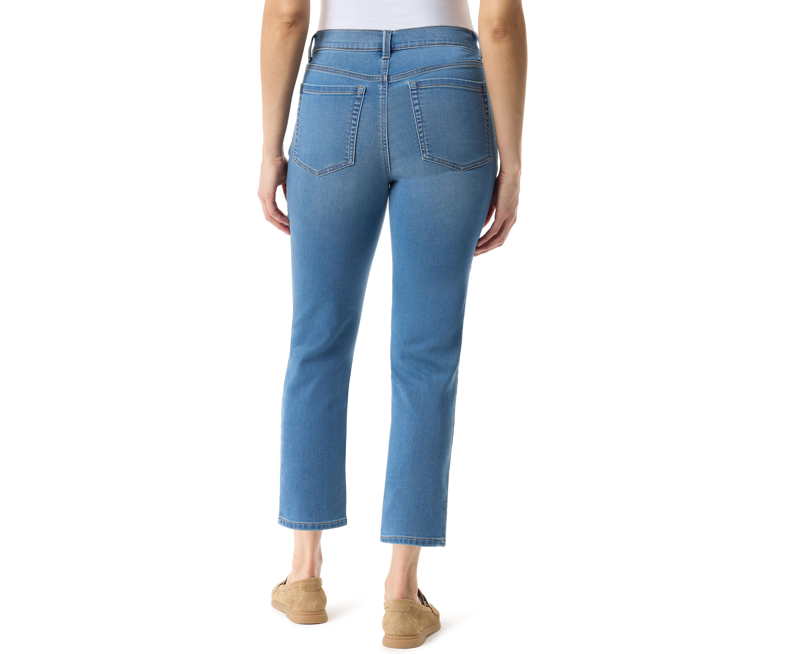 Womens Cali 5 Pocket Straight Ankle Knit Jeans