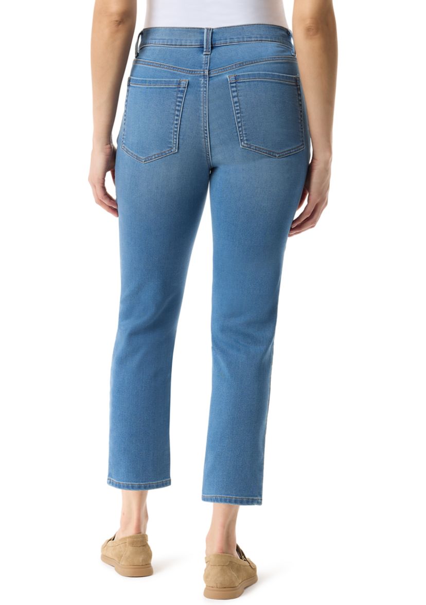 Womens Cali 5 Pocket Straight Ankle Knit Jeans